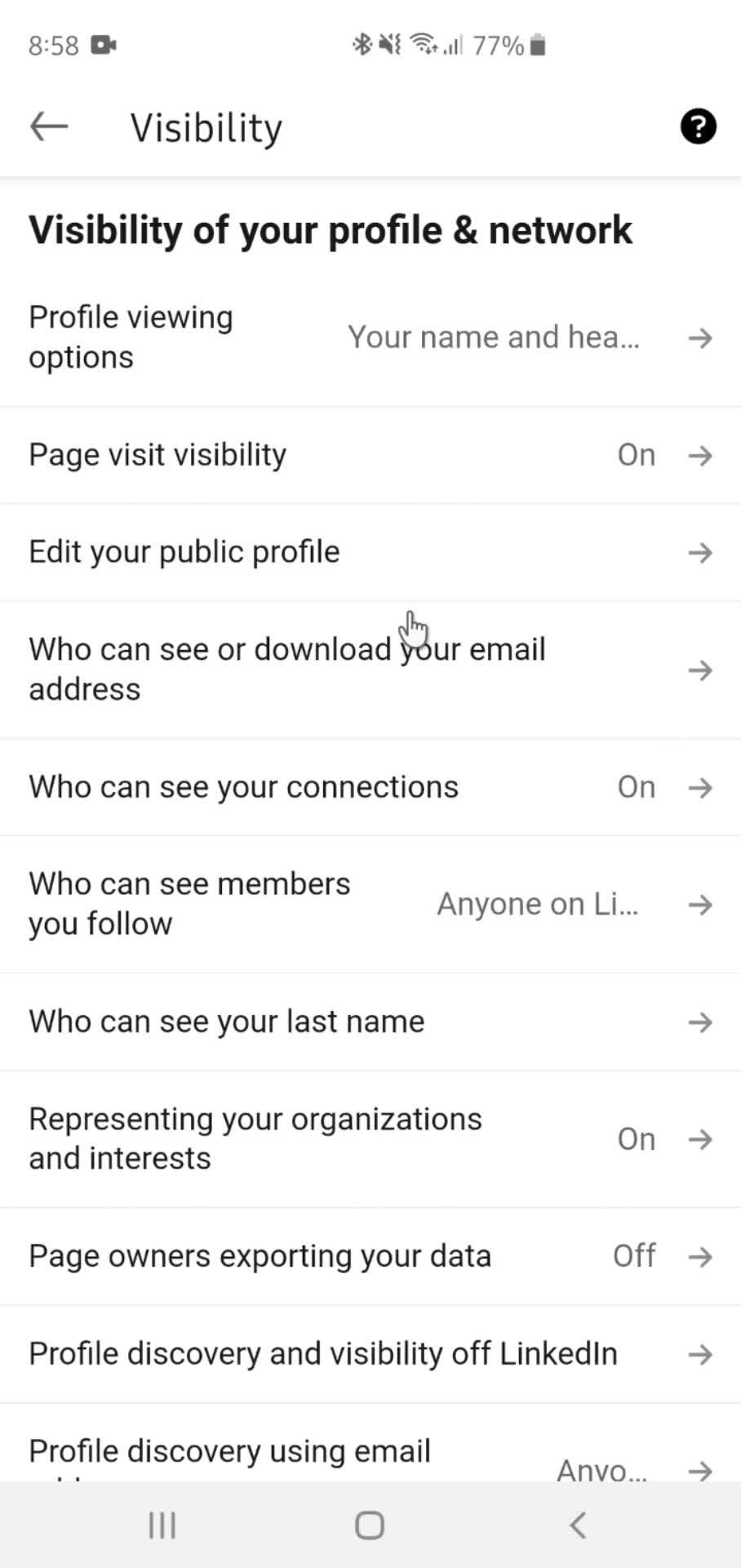 Settings screenshot