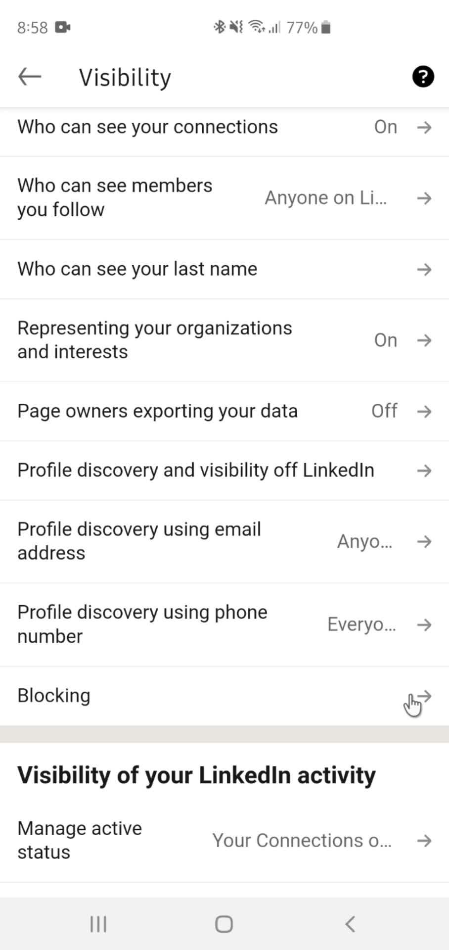 Settings screenshot