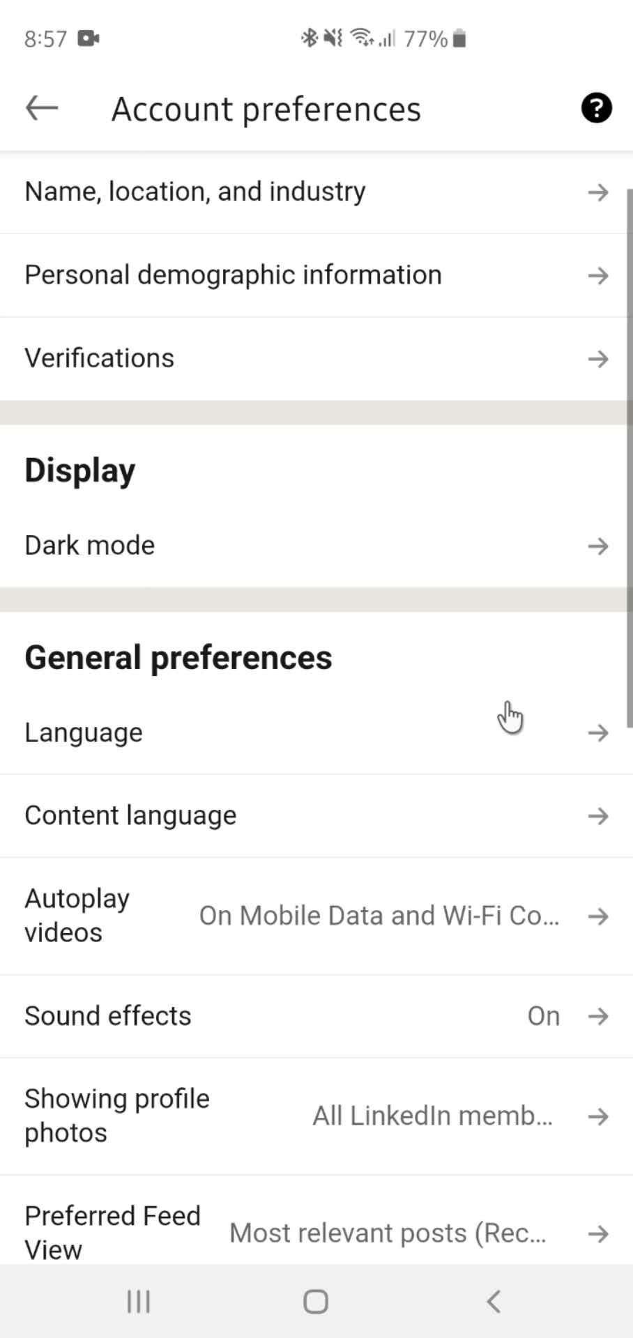 Settings screenshot