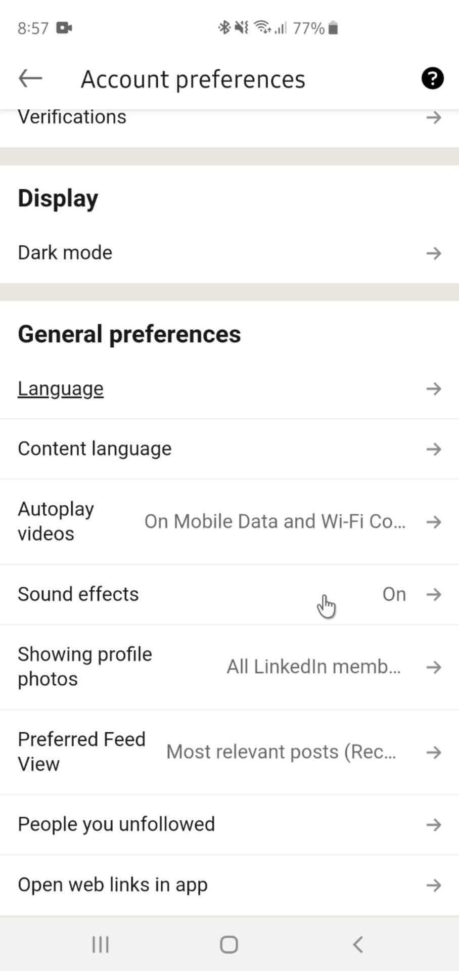 Settings screenshot