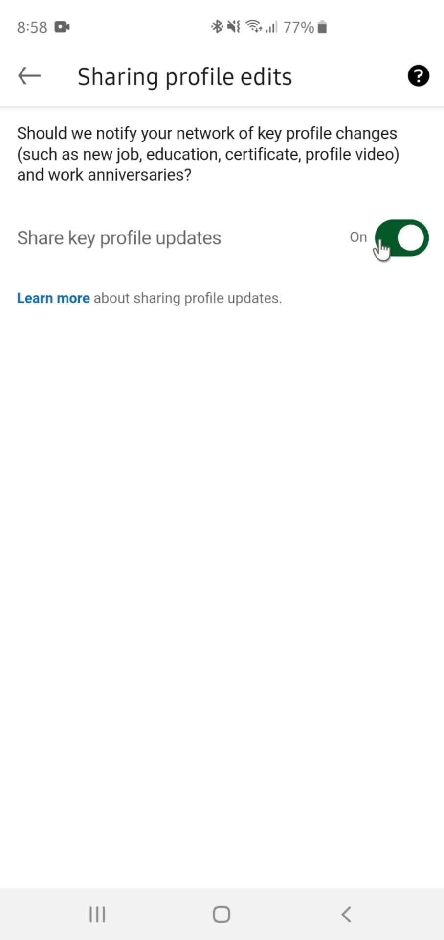 Settings screenshot