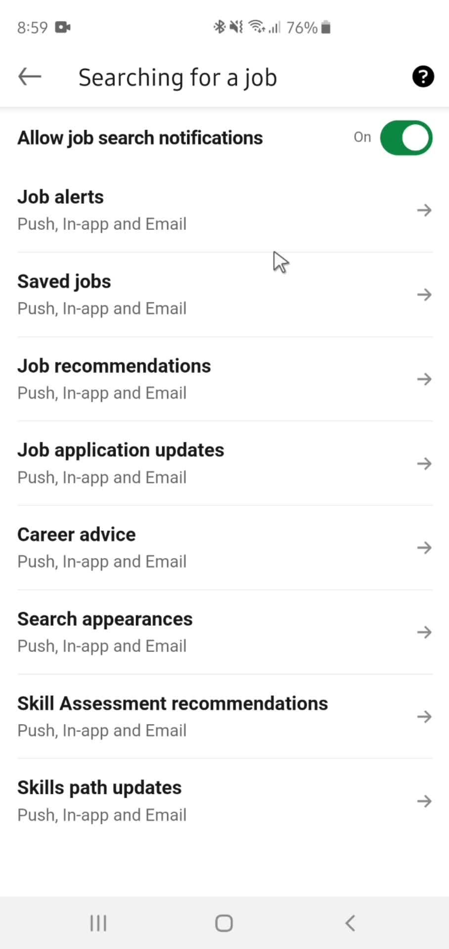 Settings screenshot