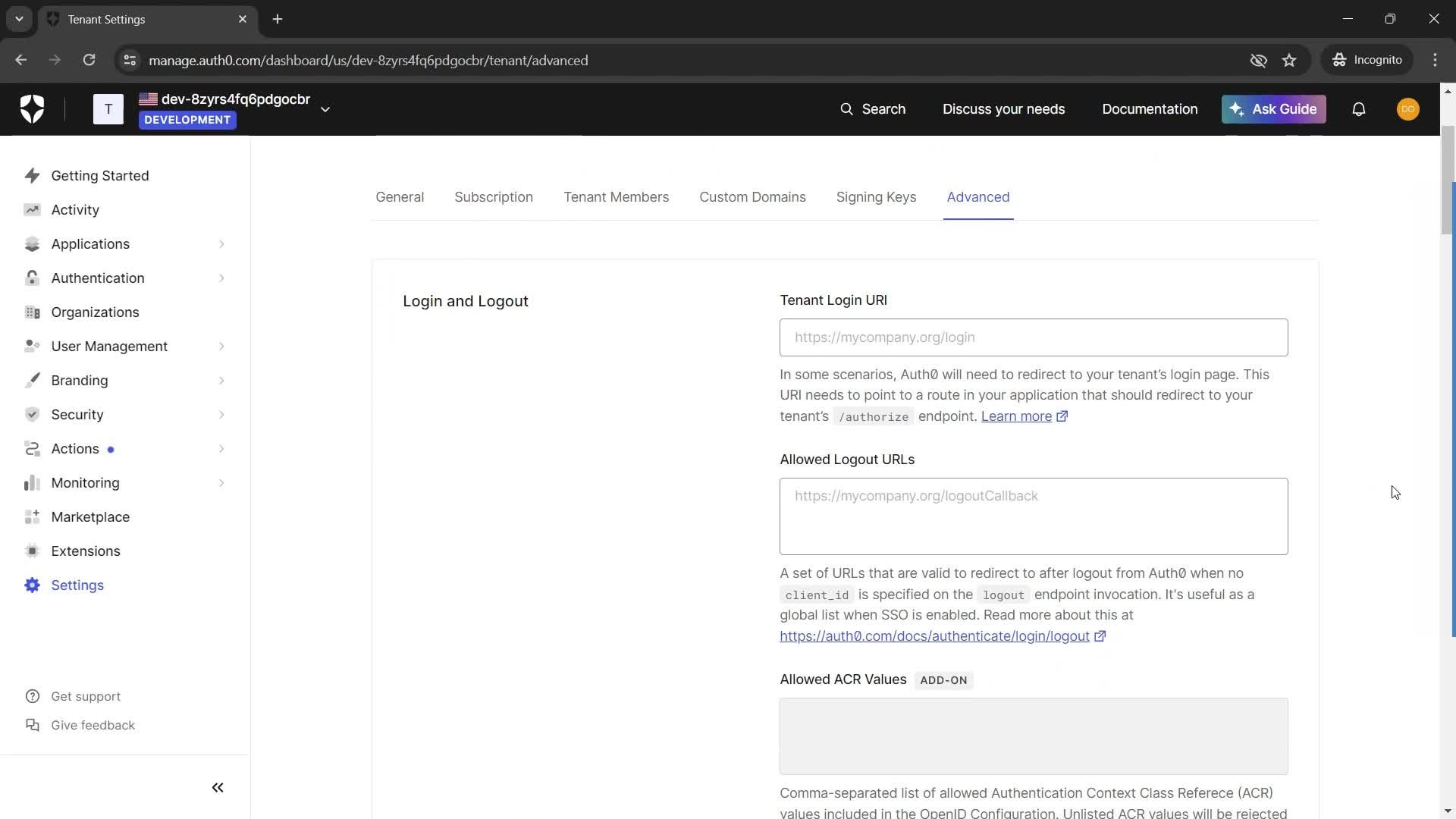 Settings screenshot