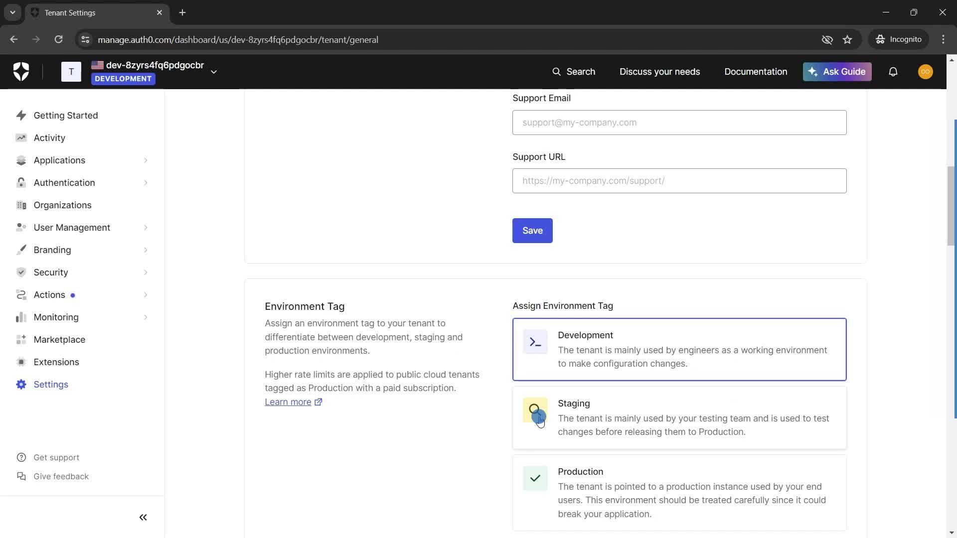 Settings screenshot