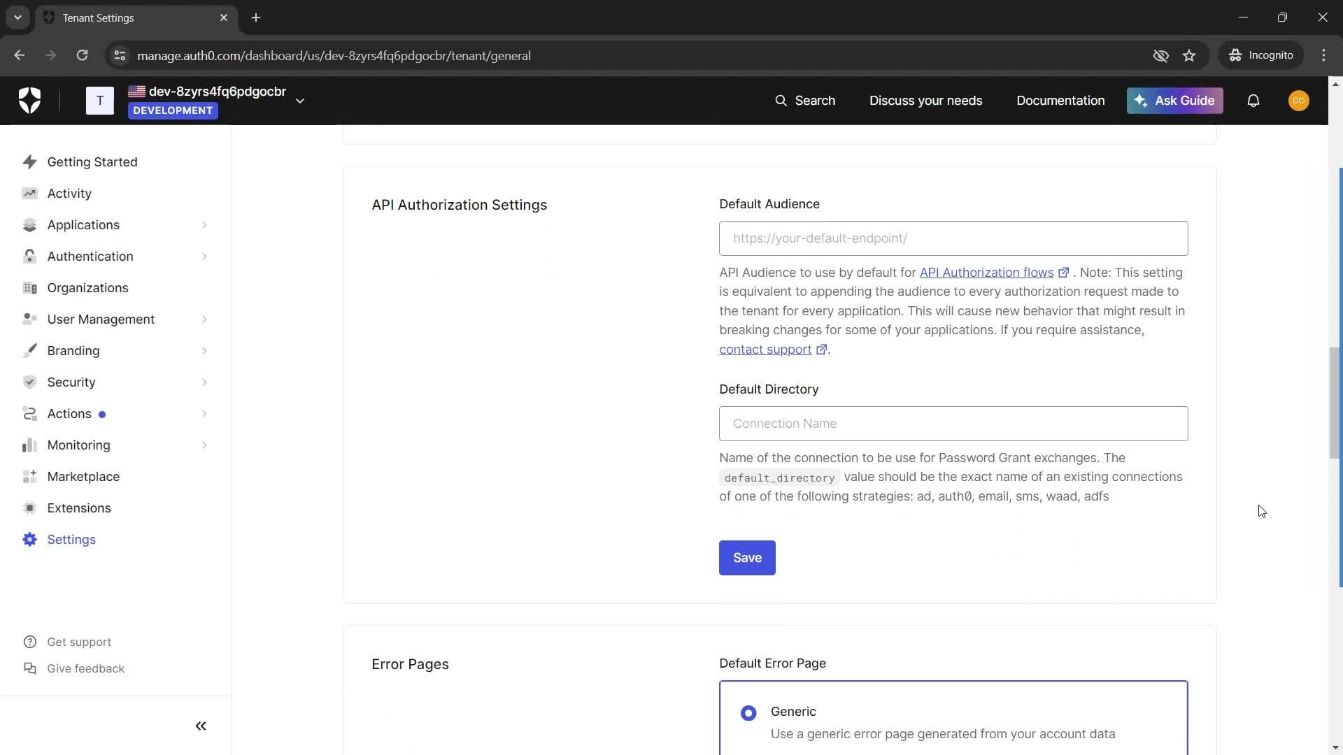 Settings screenshot