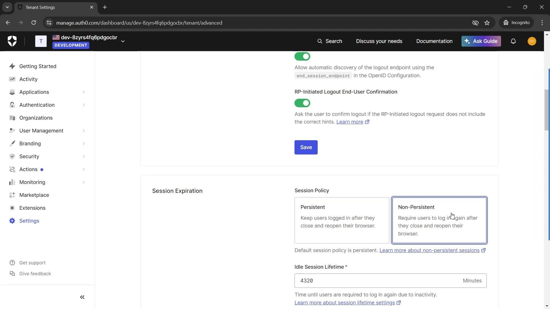 Settings screenshot