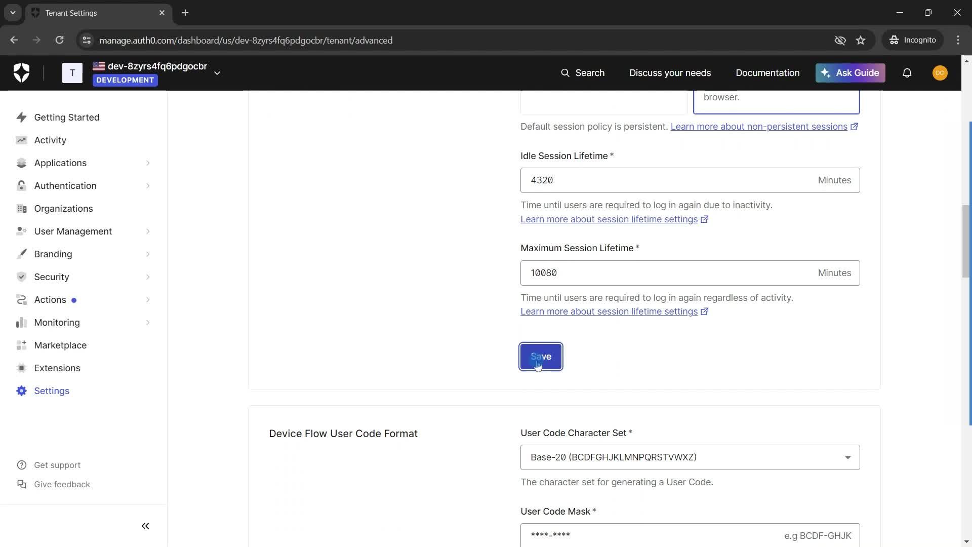 Settings screenshot
