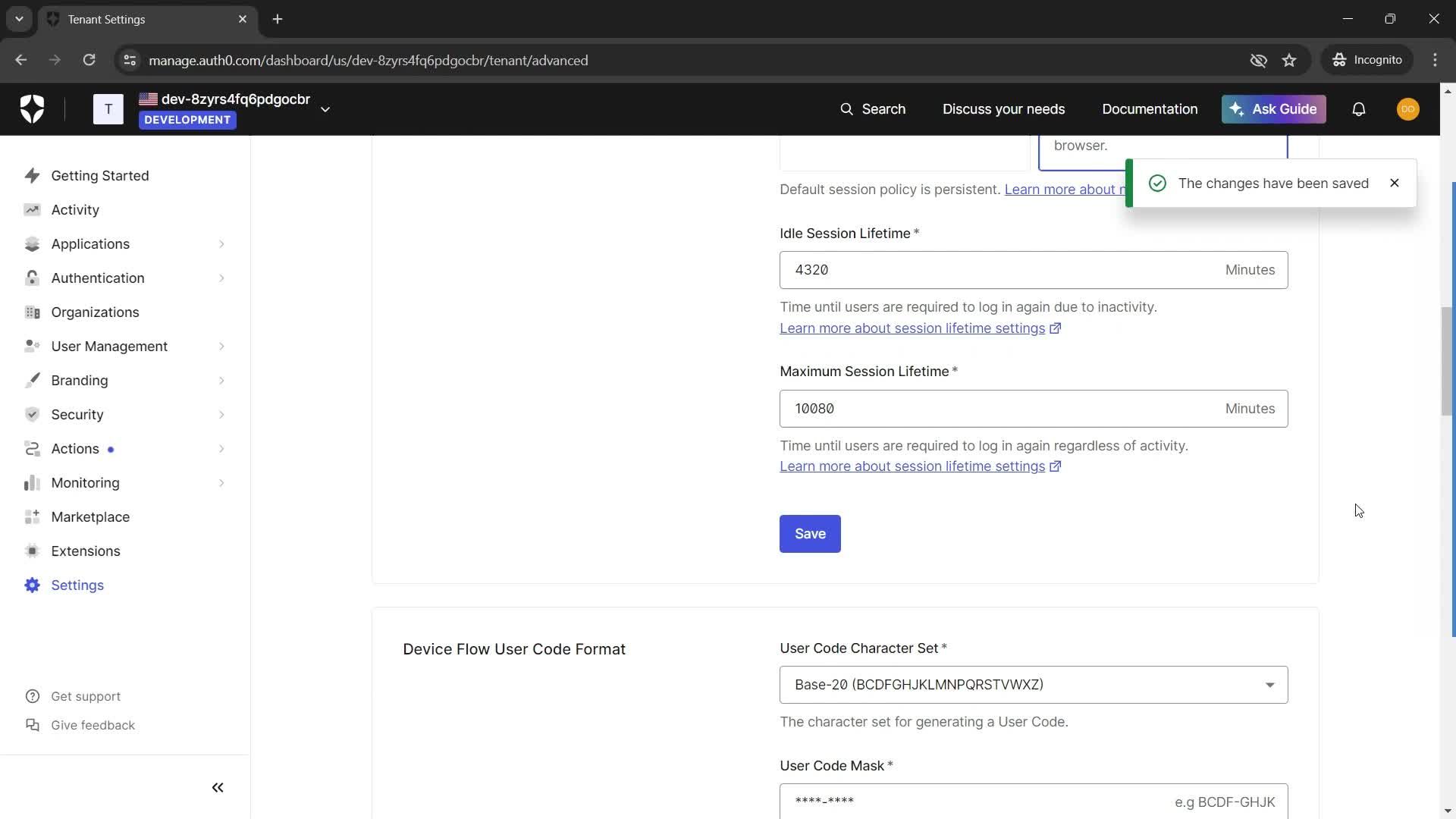 Settings screenshot