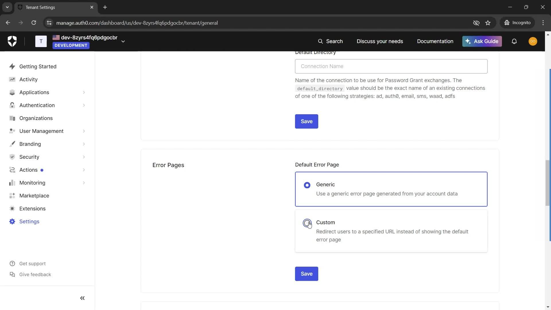 Settings screenshot