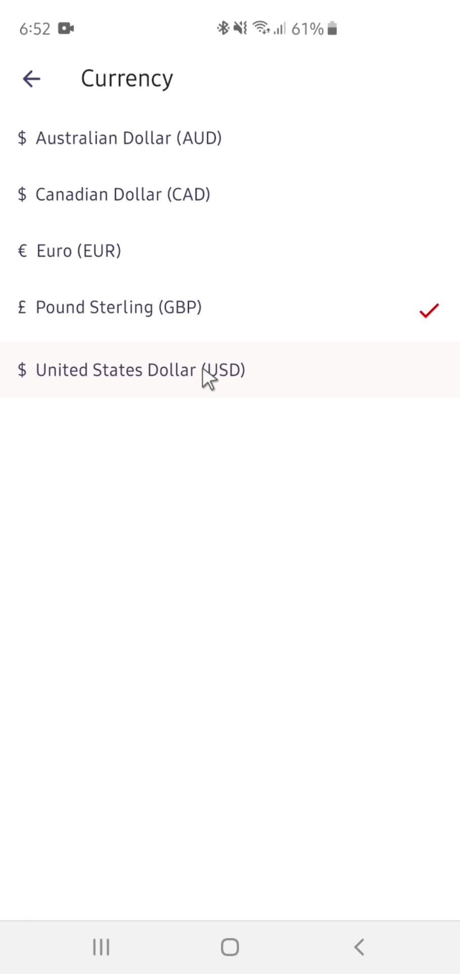 Settings screenshot