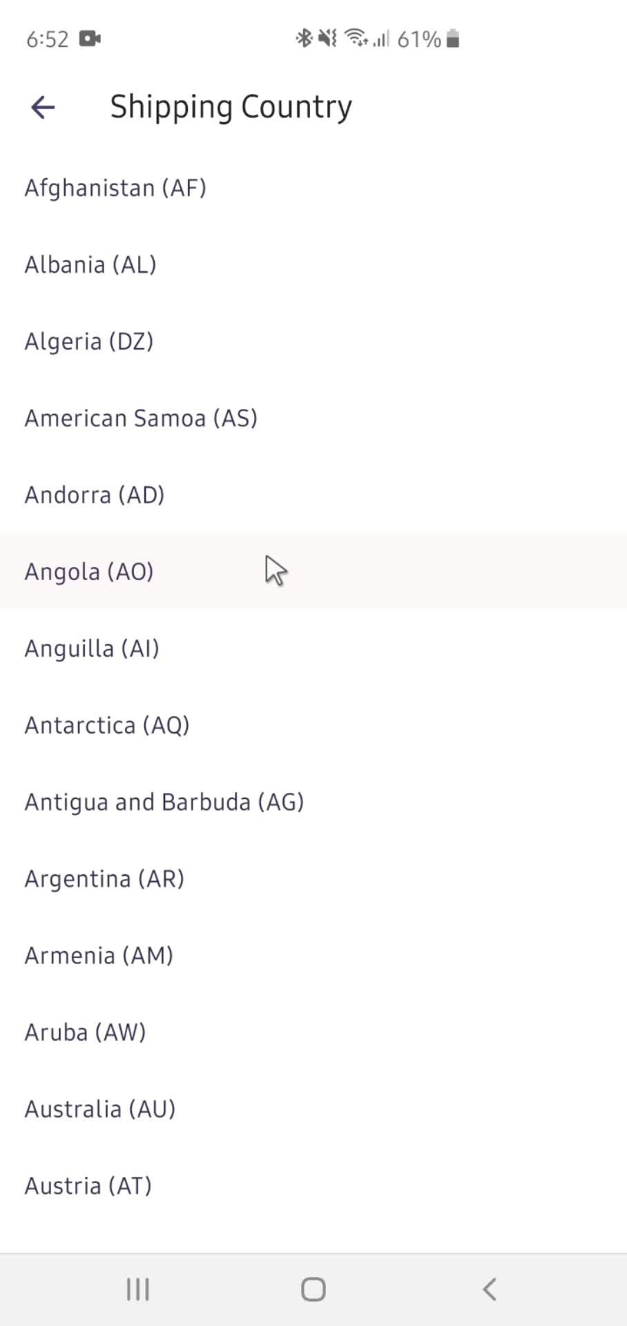 Settings screenshot