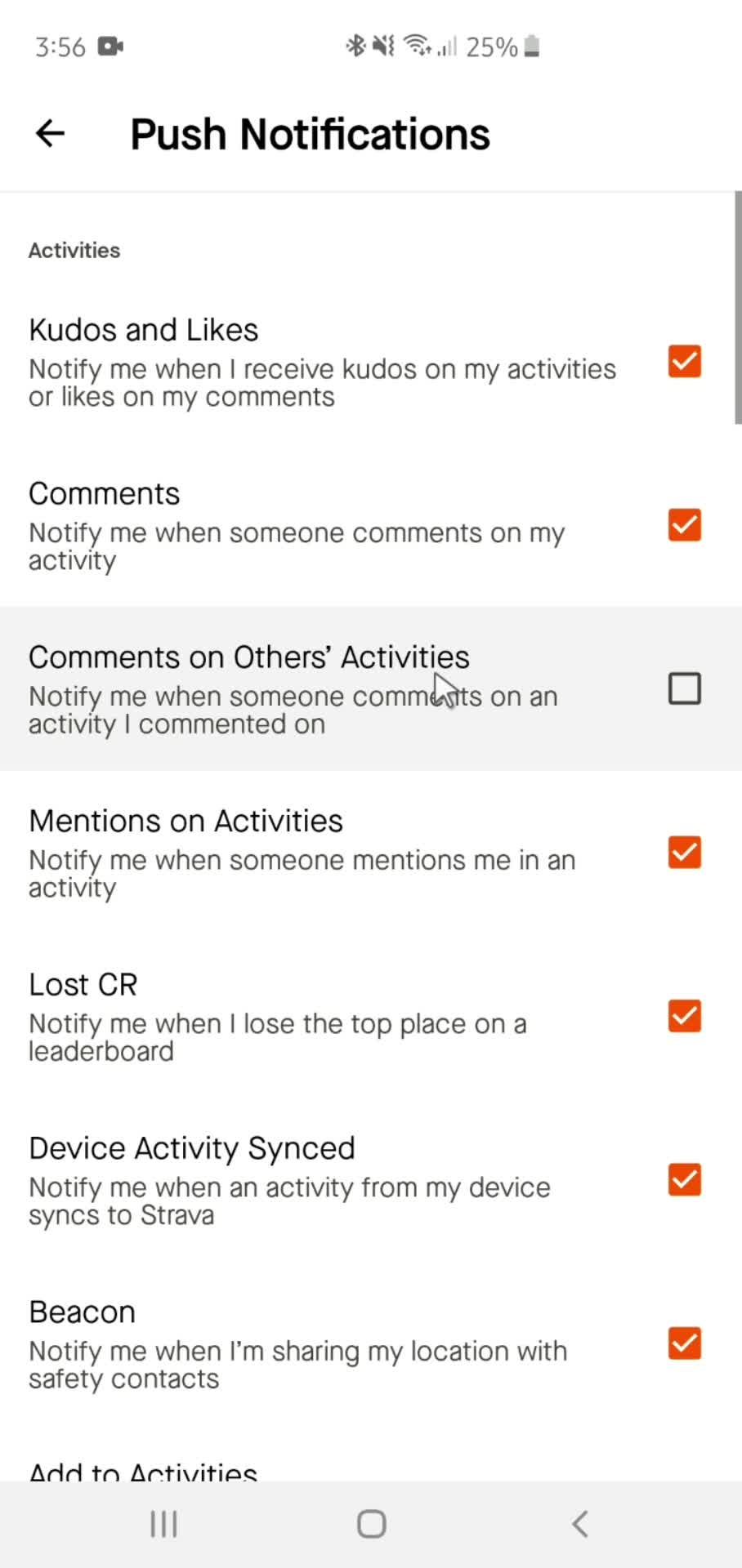 Settings on Strava video thumbnail