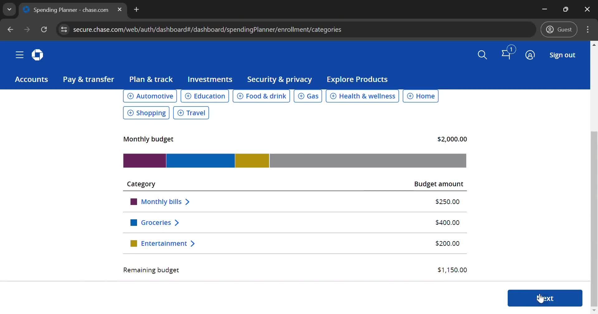 Spendings screenshot