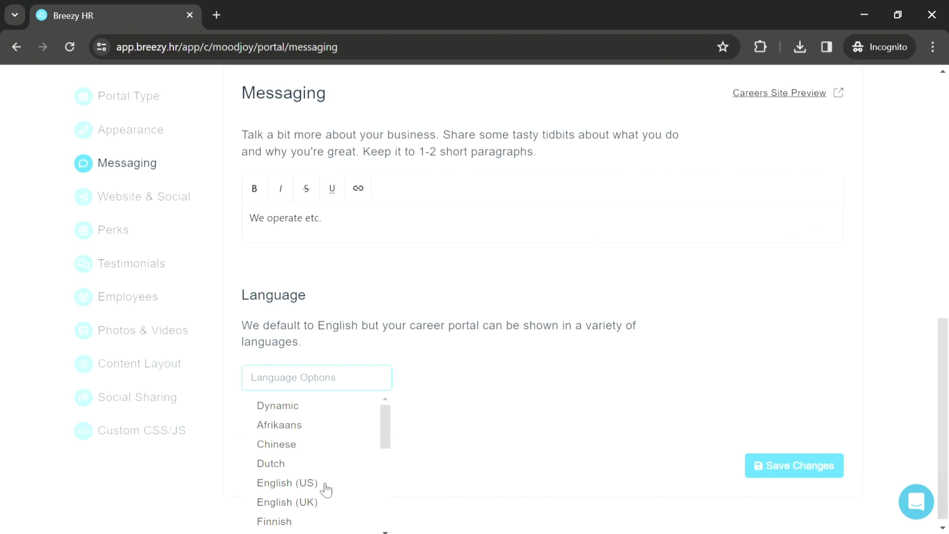 Careers site settings on Breezy HR video thumbnail