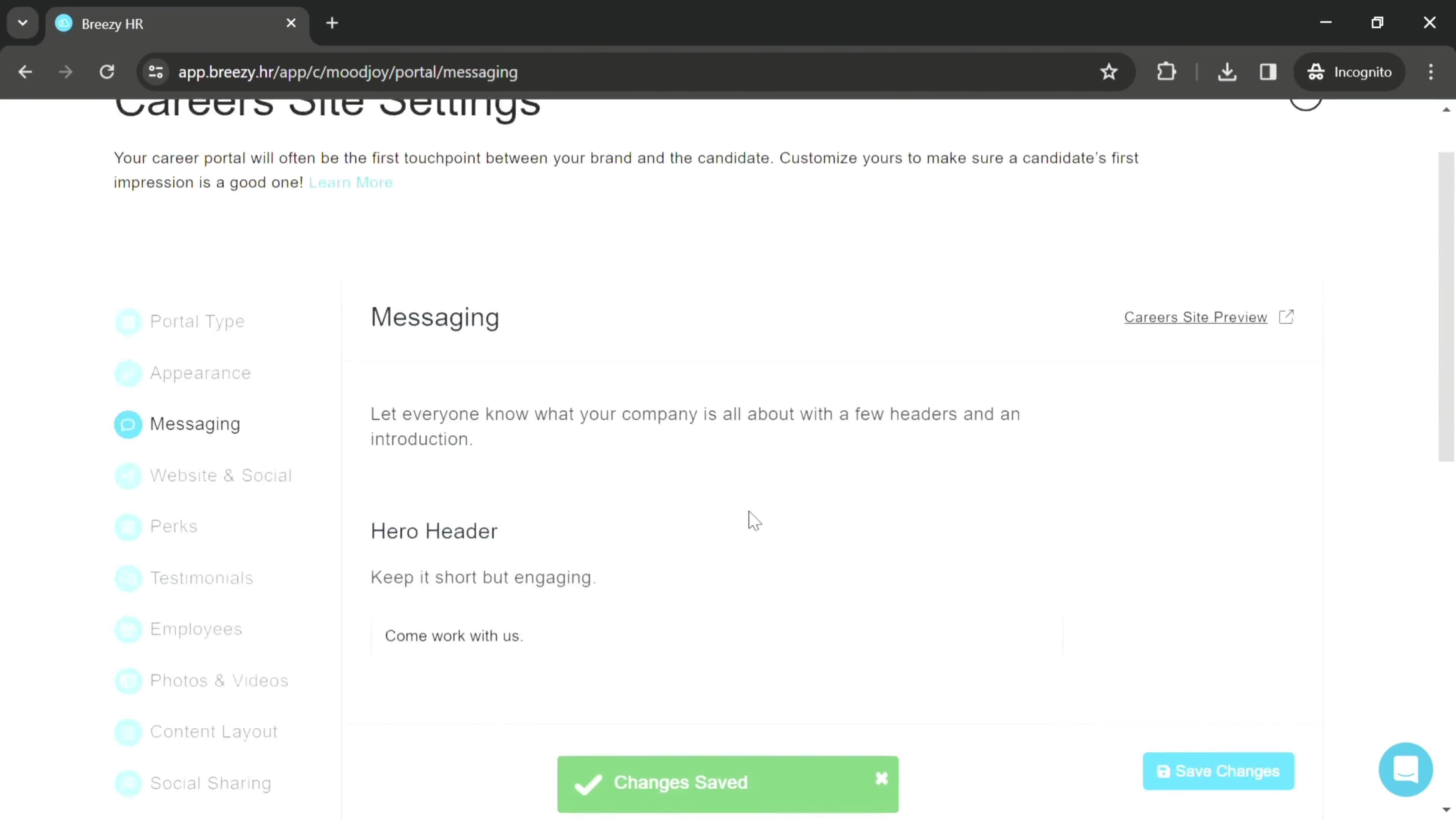 Careers site settings on Breezy HR video thumbnail