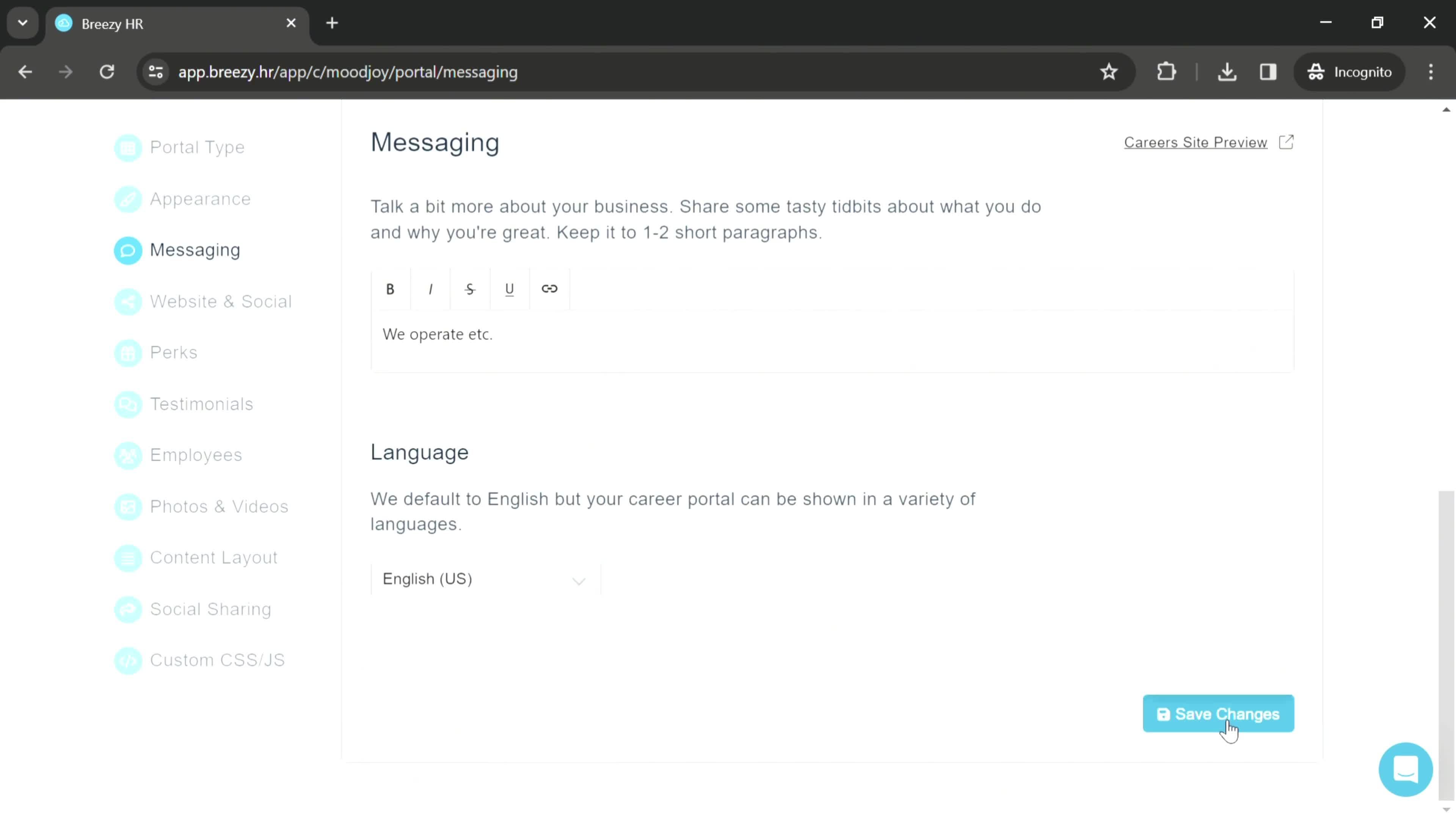 Careers site settings on Breezy HR video thumbnail