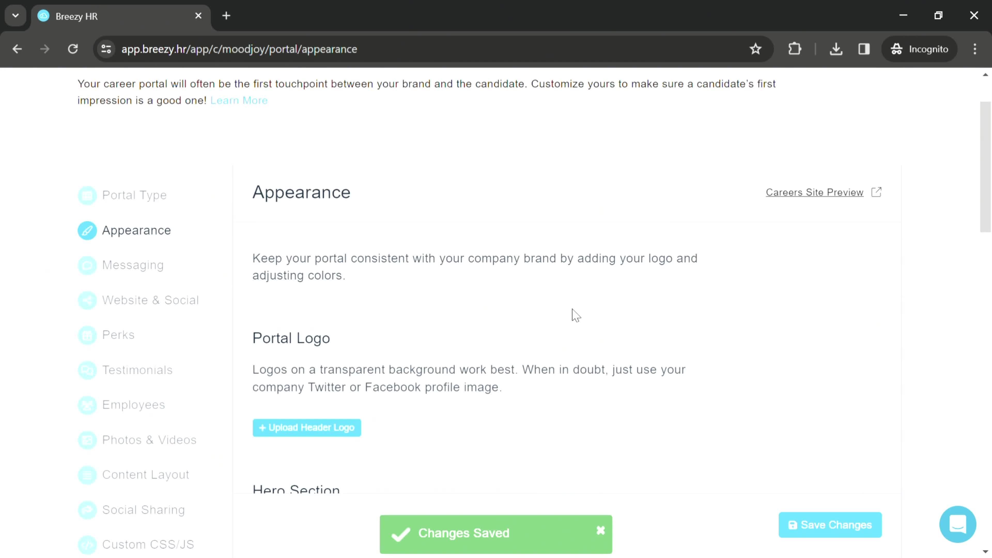 Careers site settings on Breezy HR video thumbnail