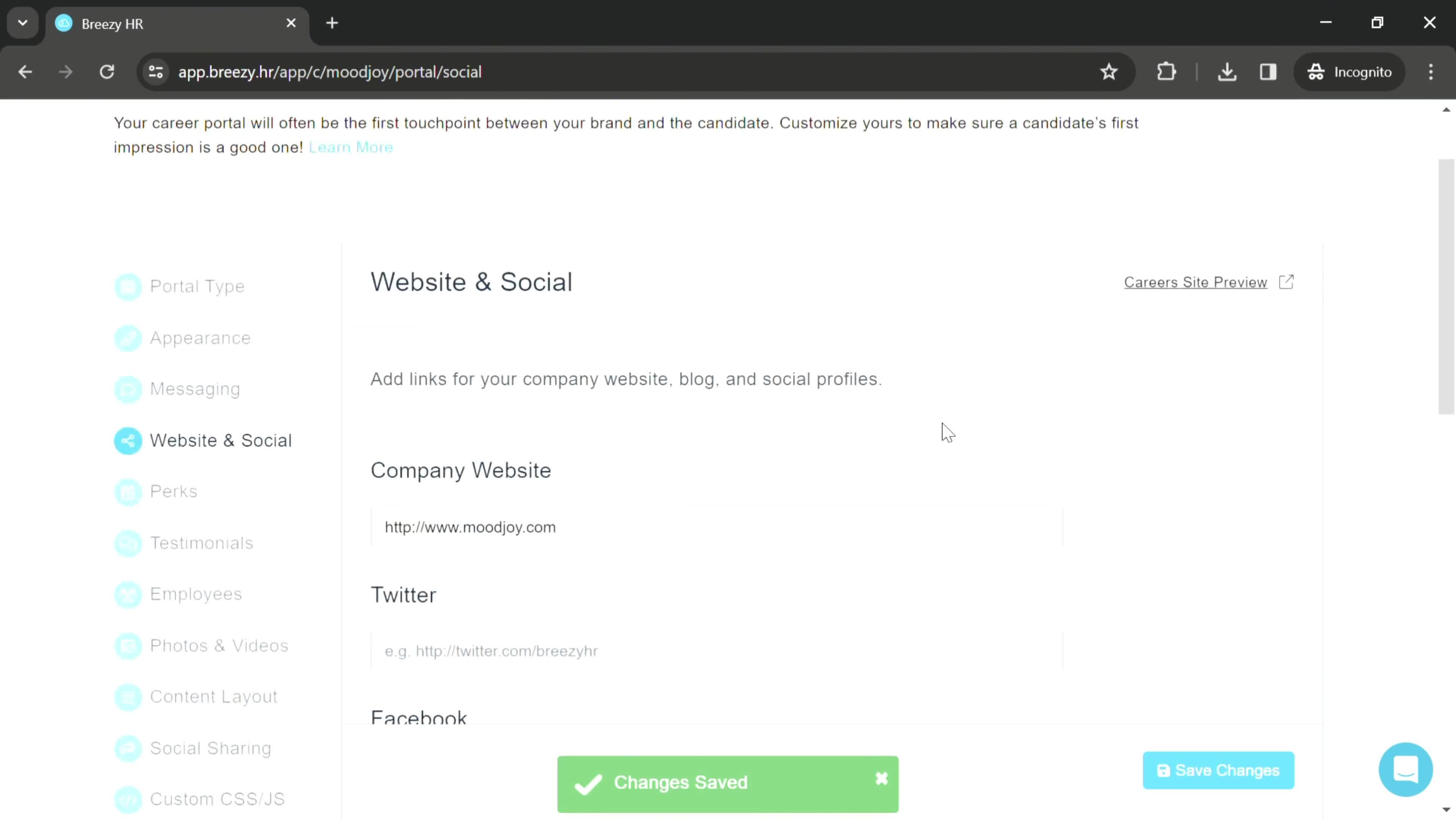 Careers site settings on Breezy HR video thumbnail