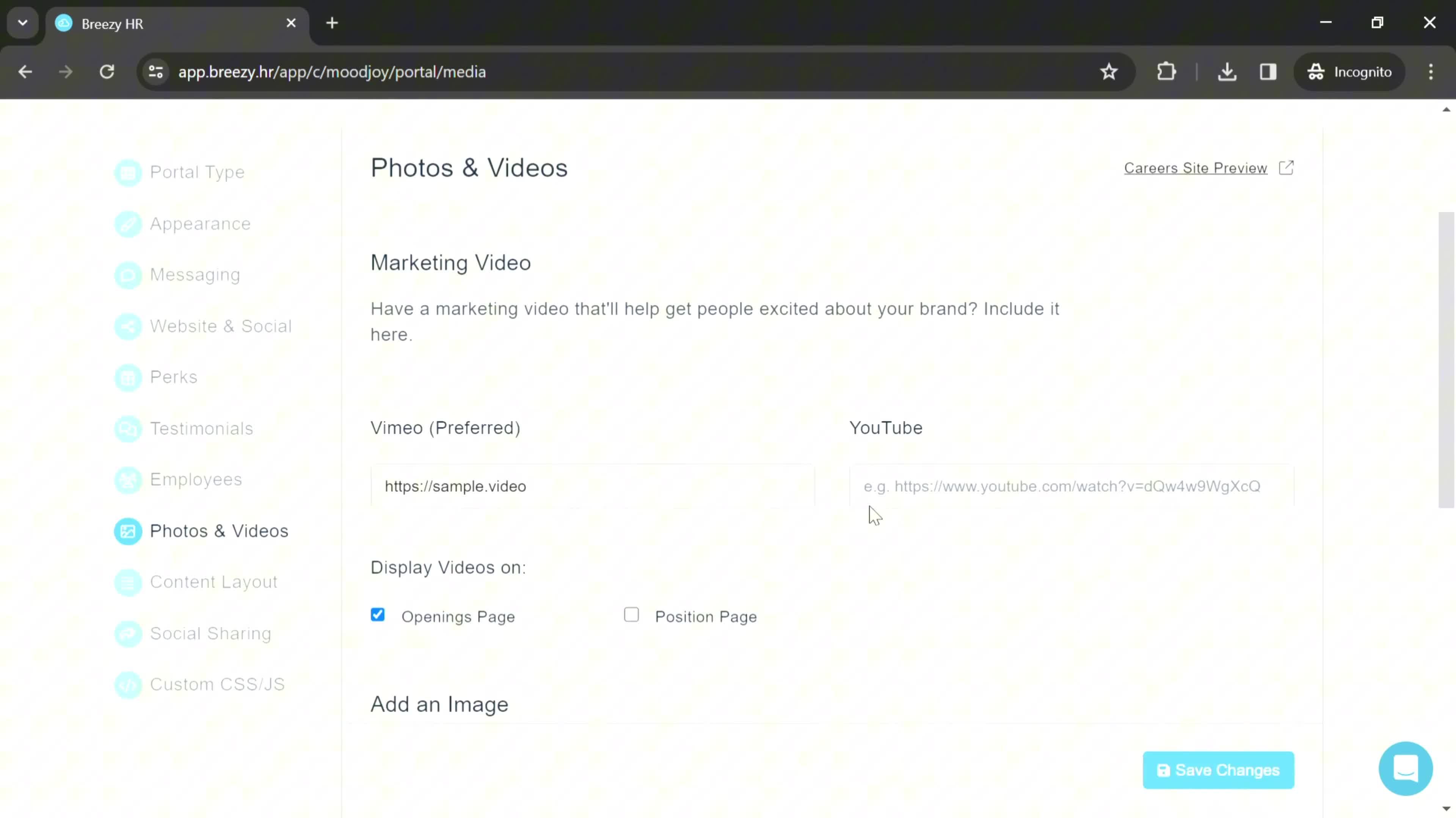 Careers site settings on Breezy HR video thumbnail