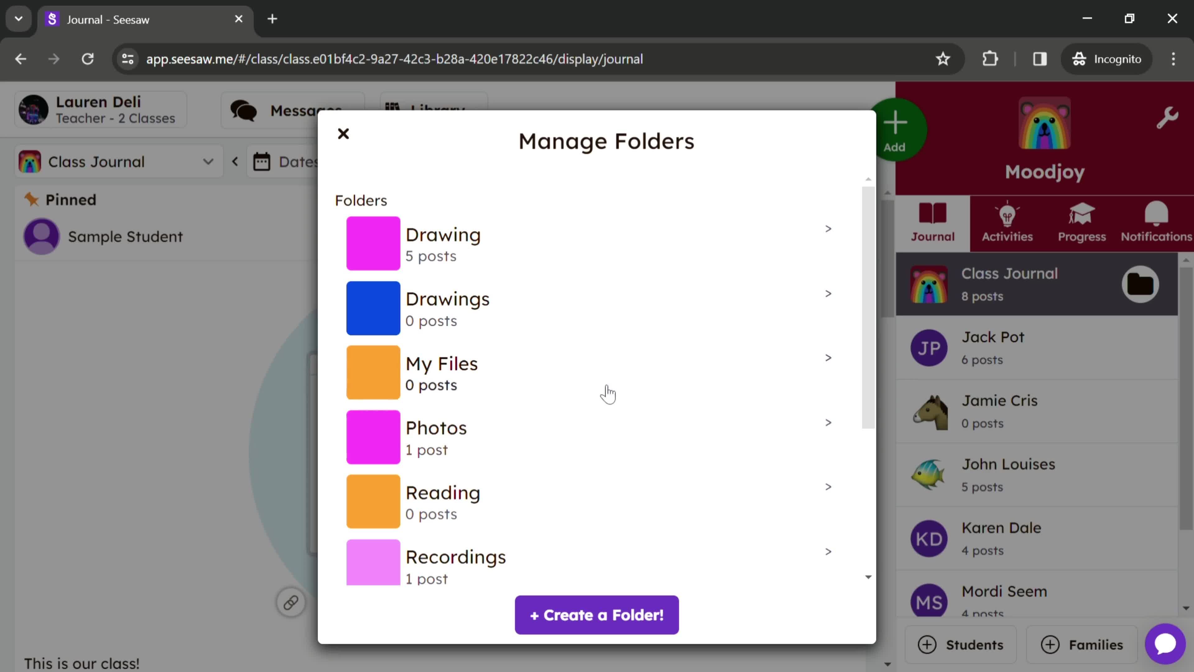 Managing folders screenshot