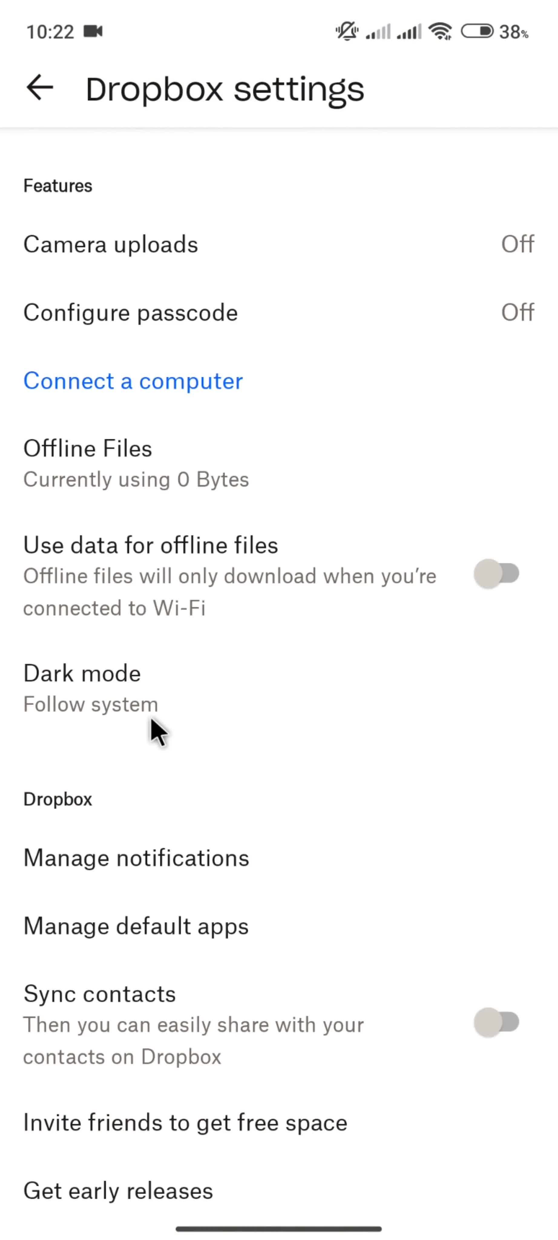 Settings screenshot