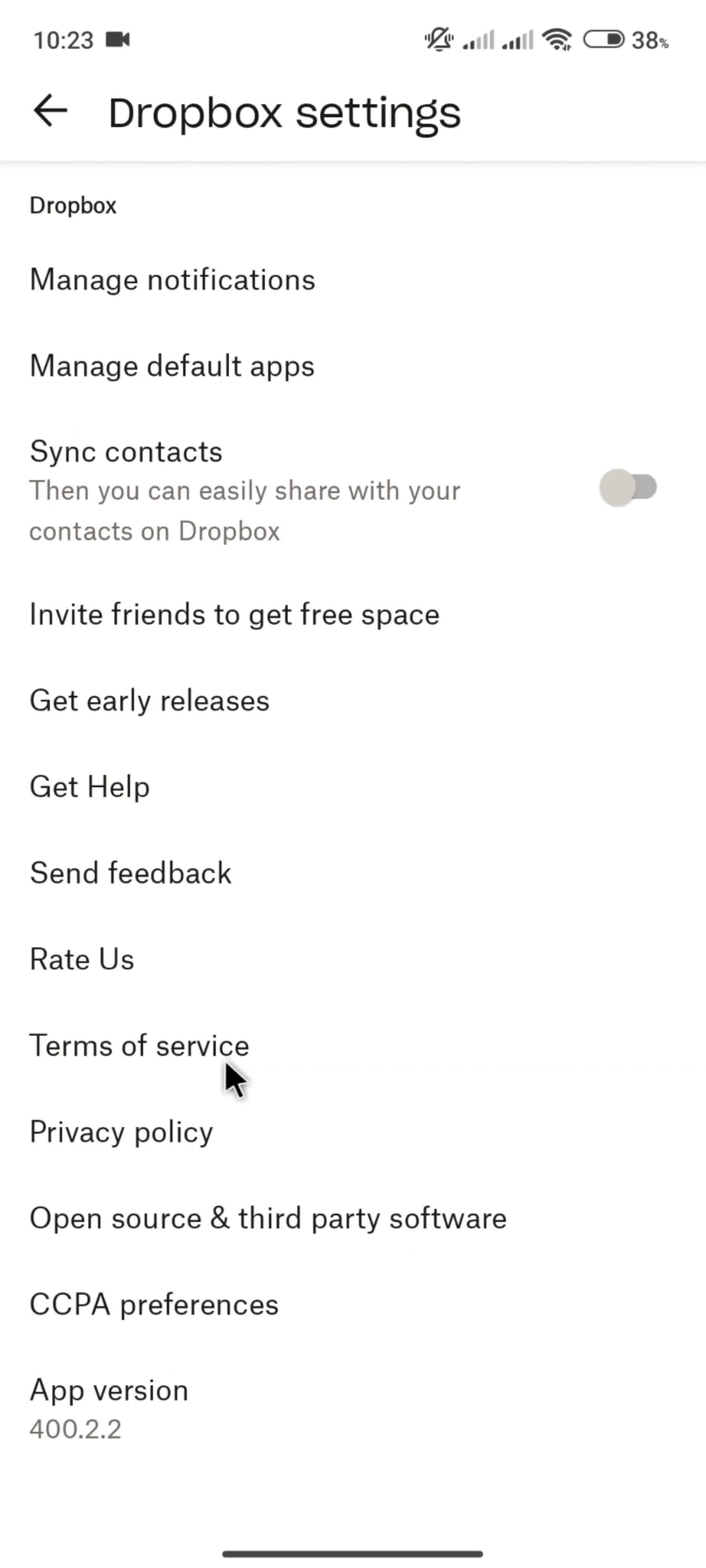Settings screenshot