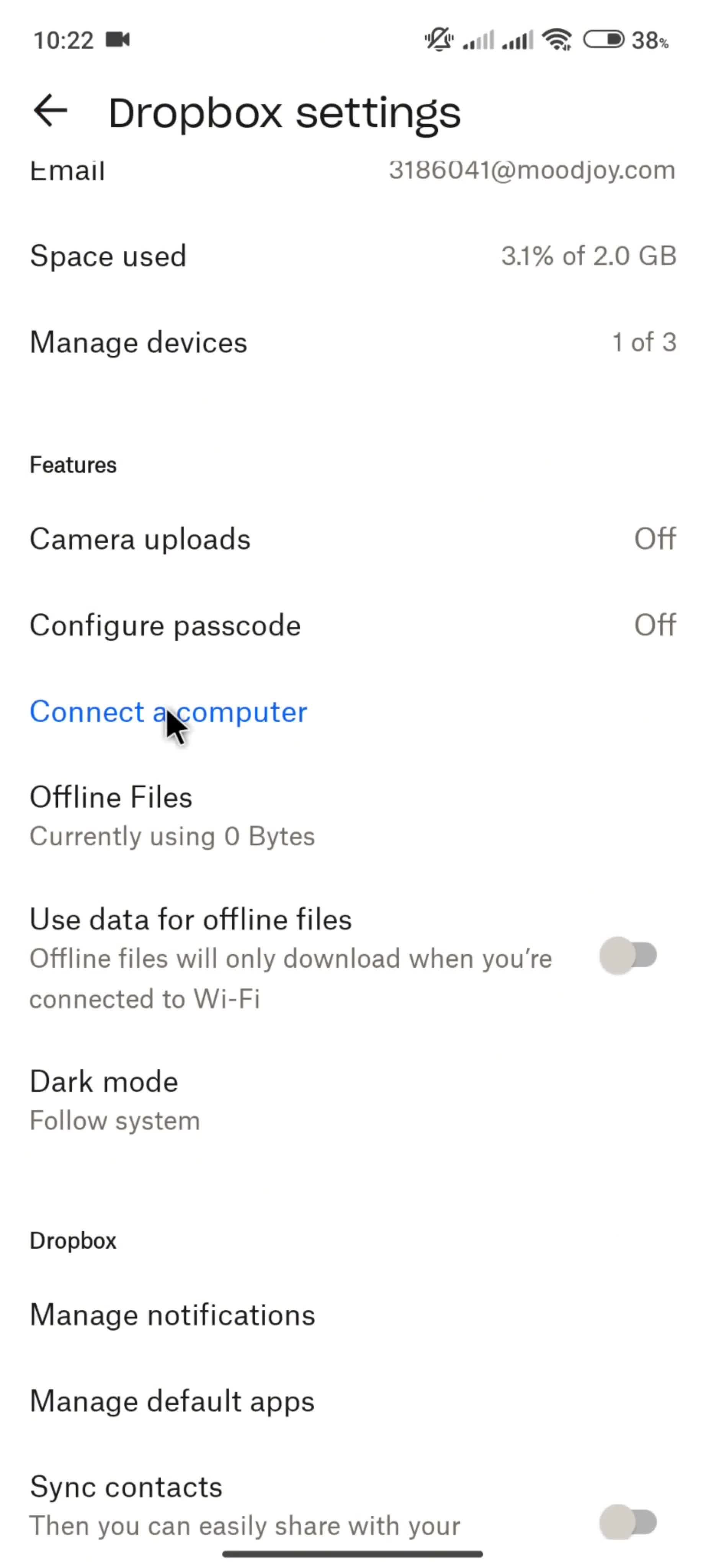 Settings screenshot