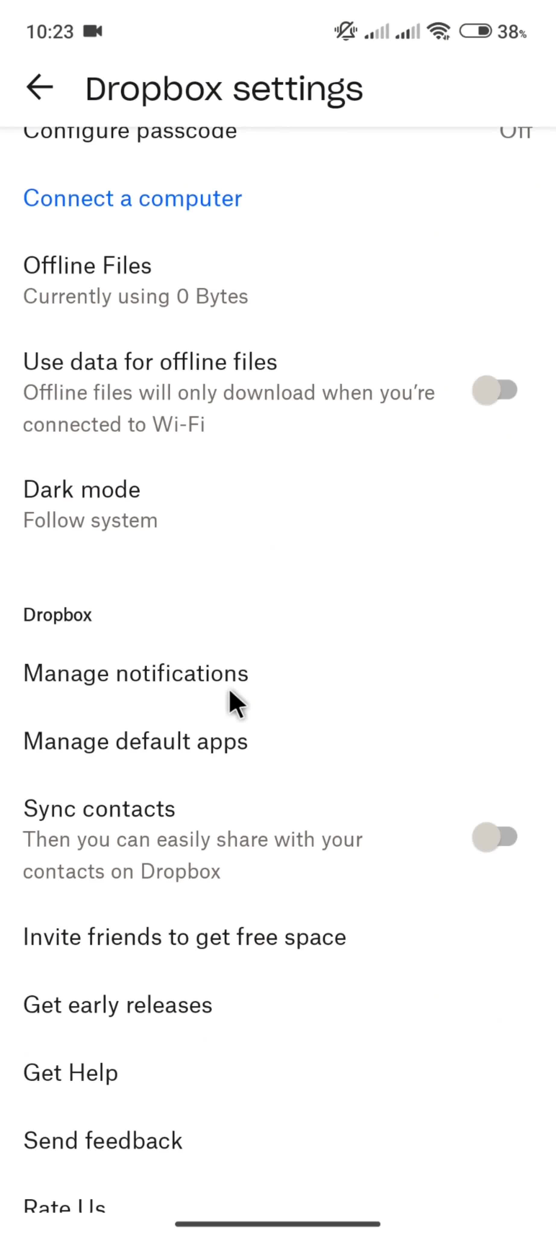 Settings screenshot