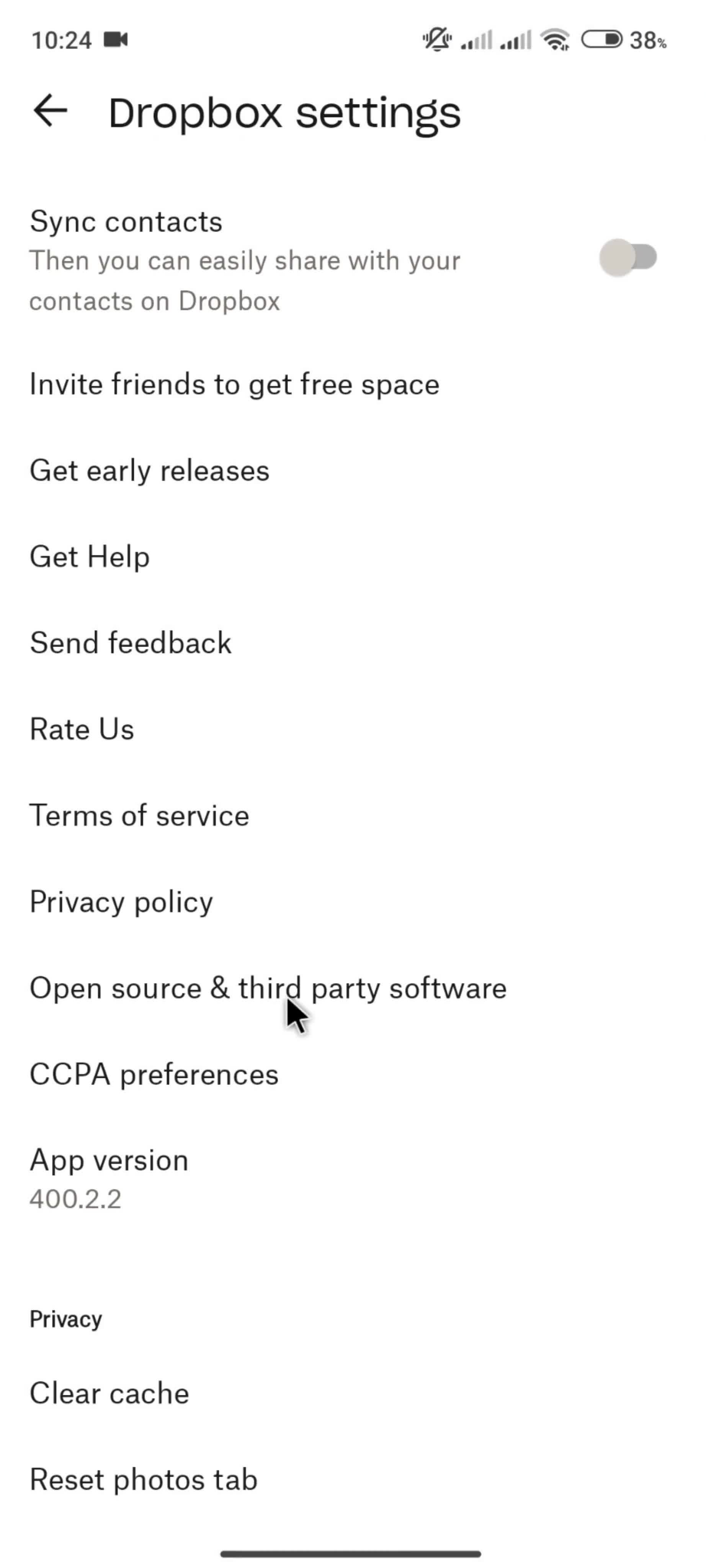 Settings screenshot