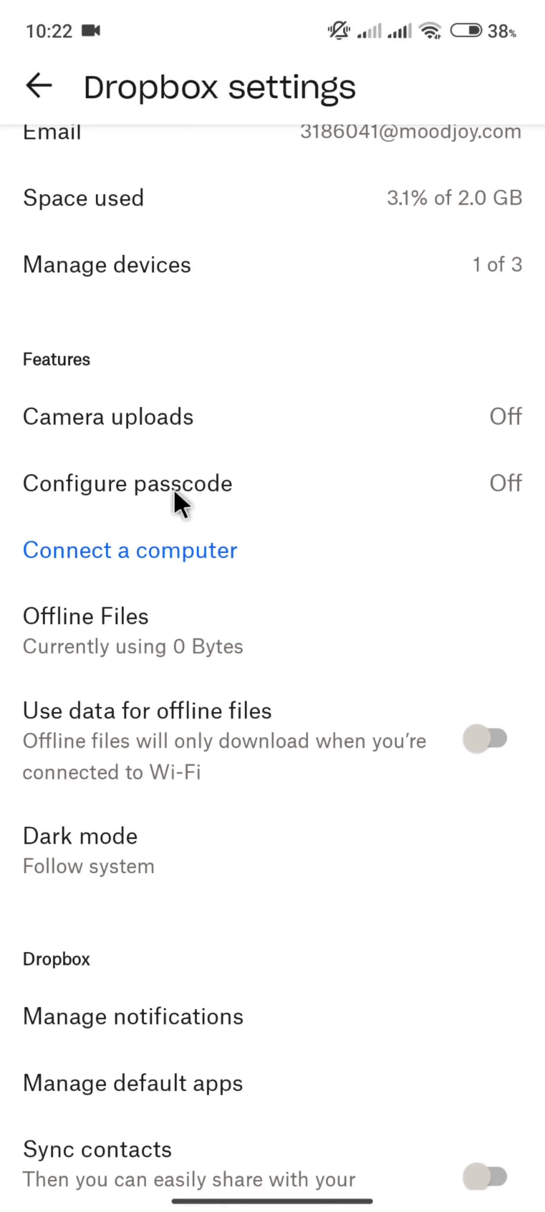 Settings screenshot
