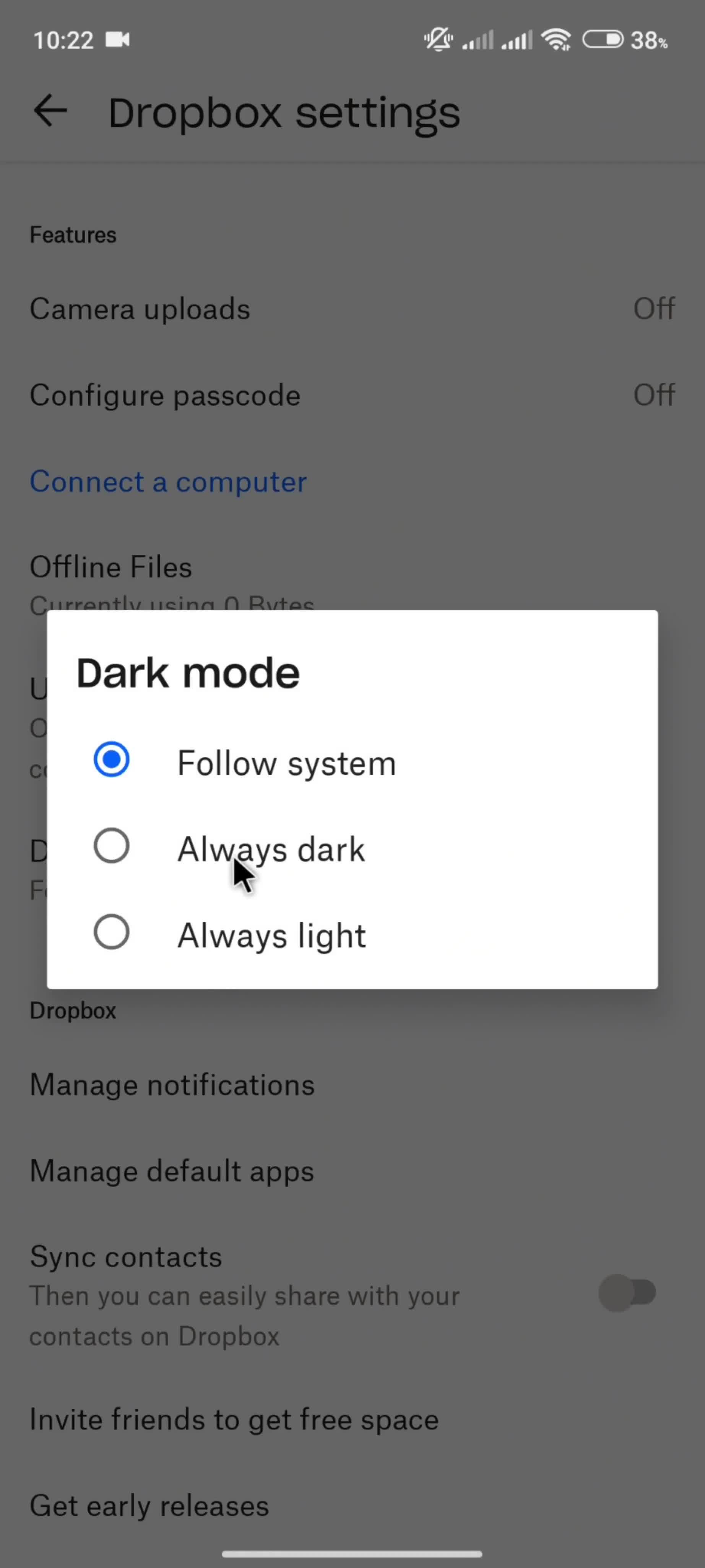 Settings screenshot