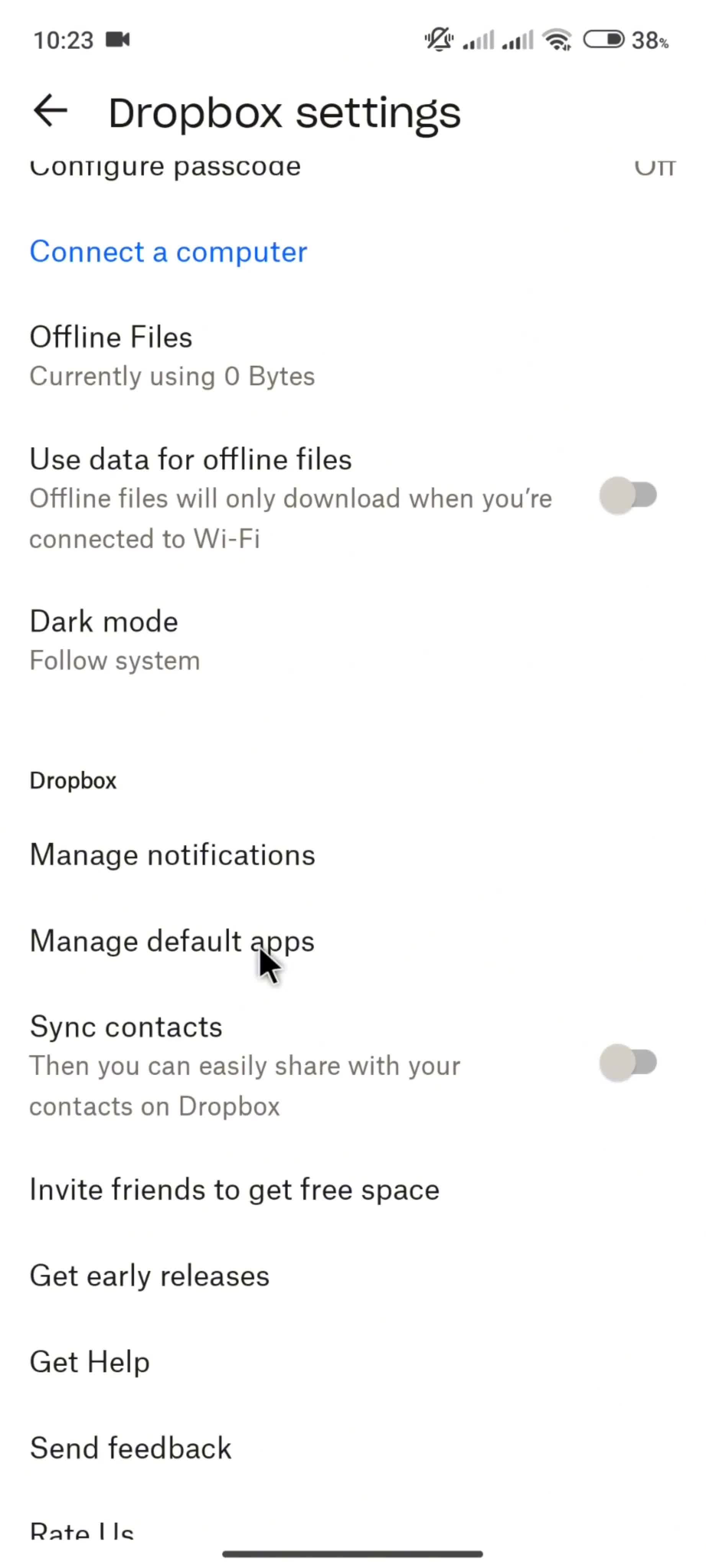 Settings screenshot