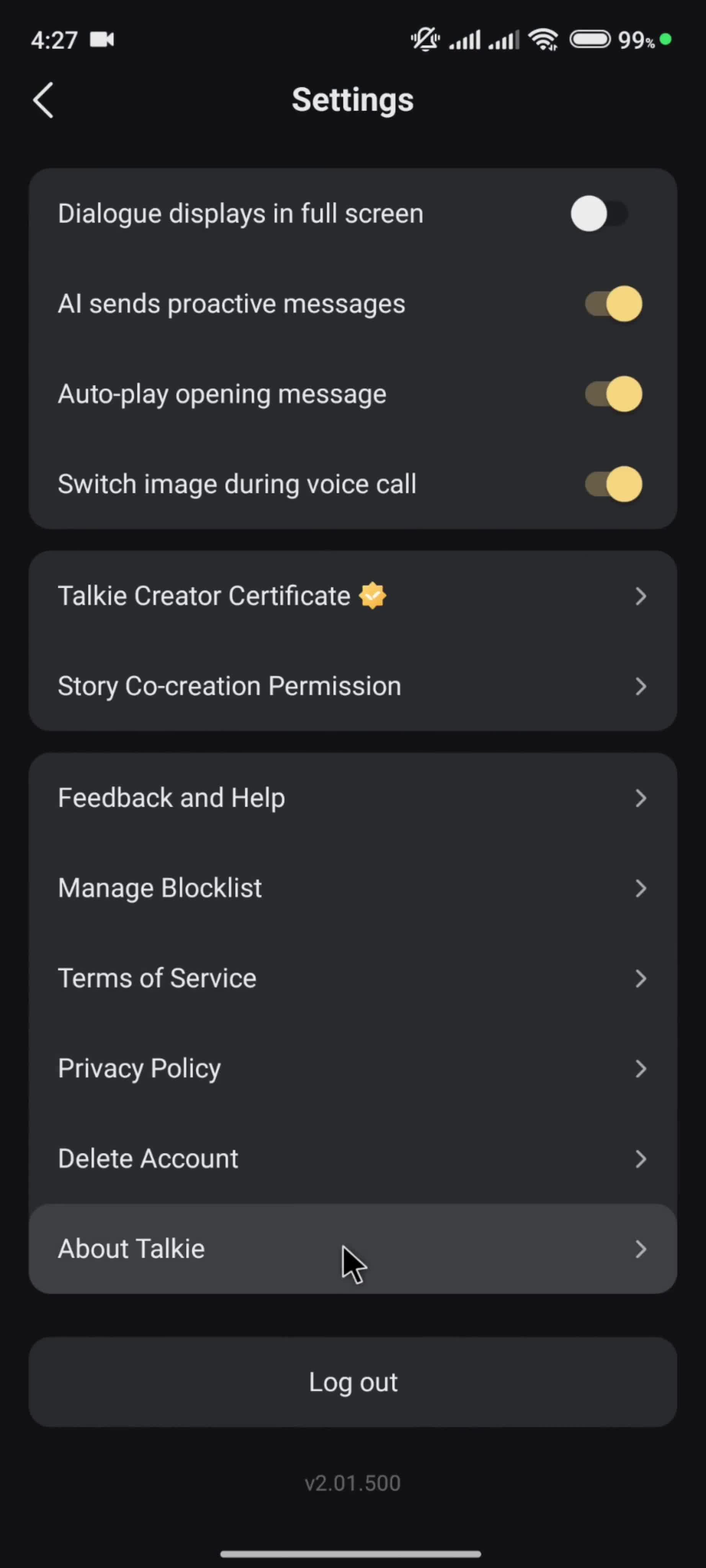 Settings screenshot