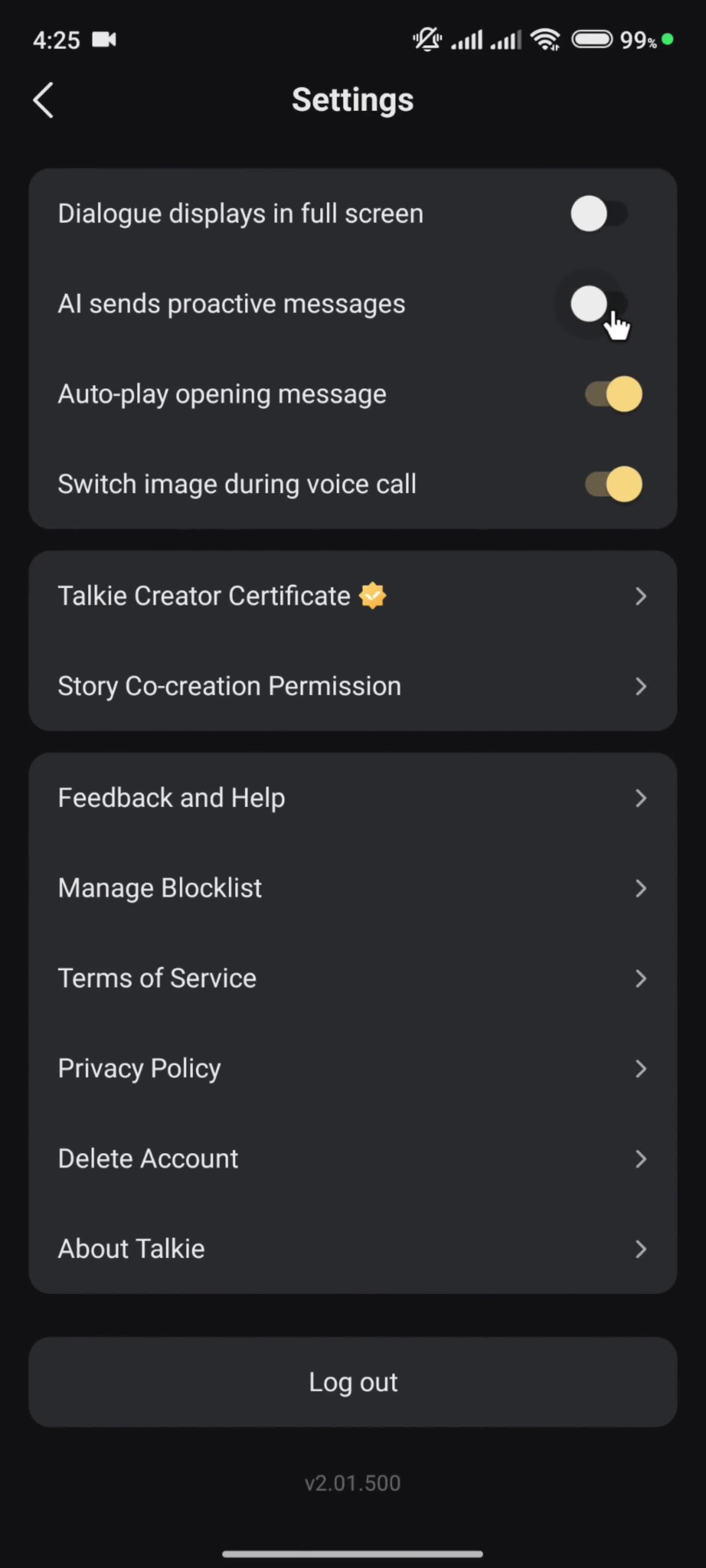 Settings screenshot