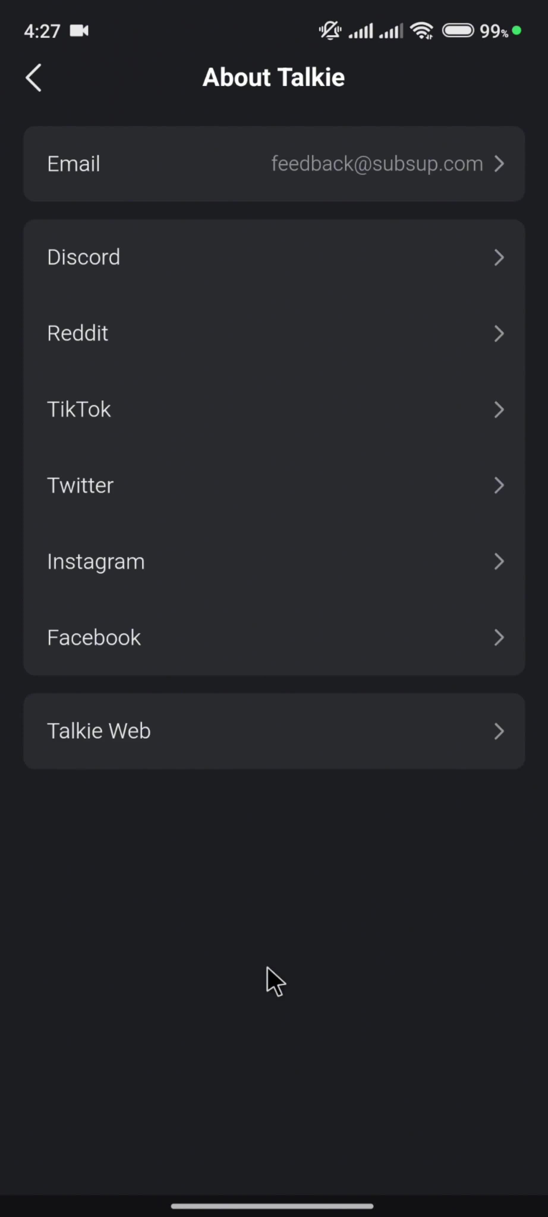 Settings screenshot