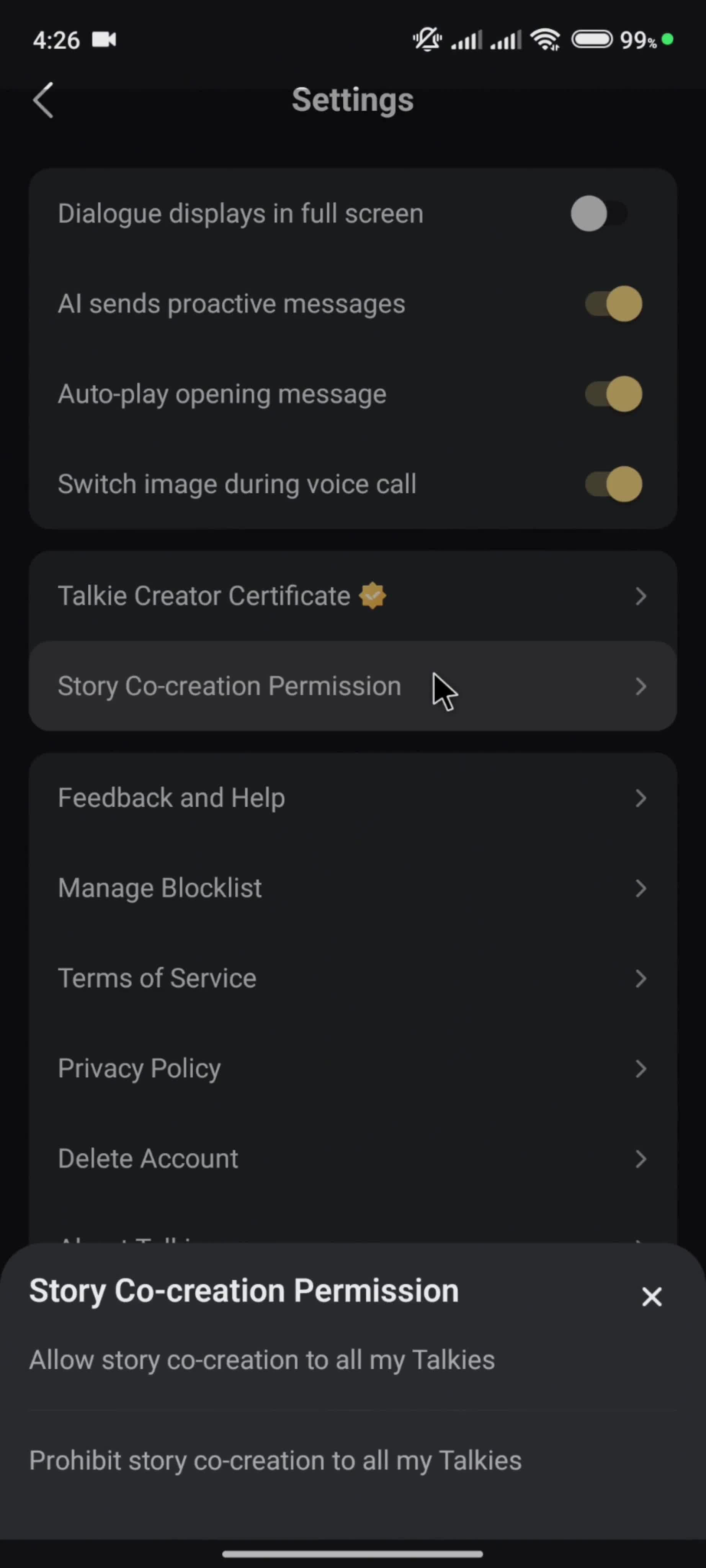 Settings screenshot