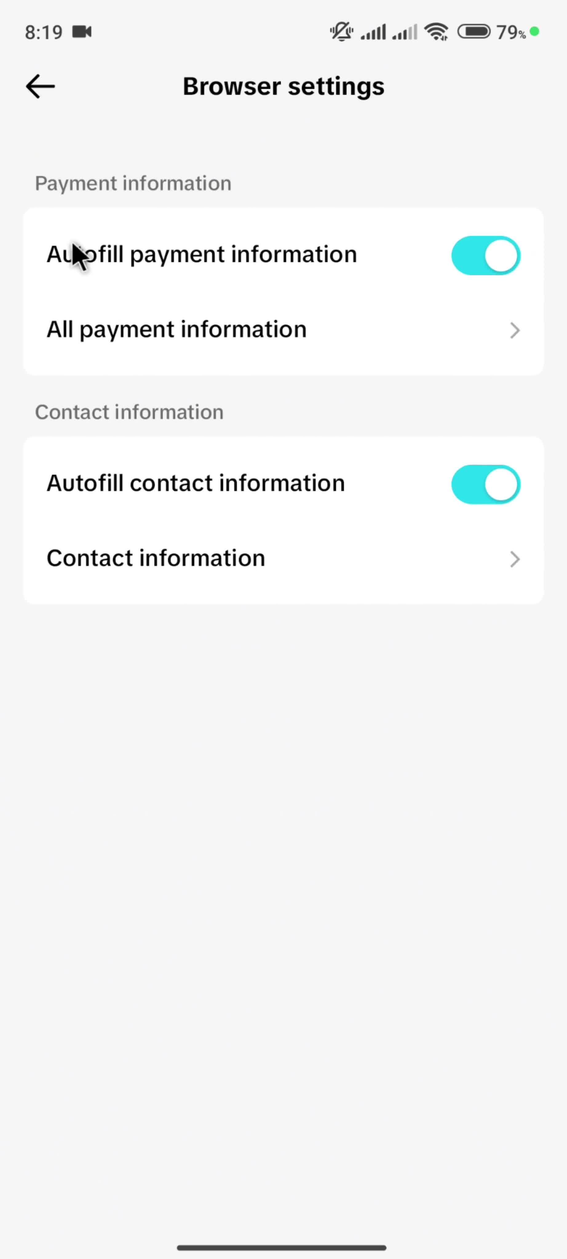 Settings screenshot