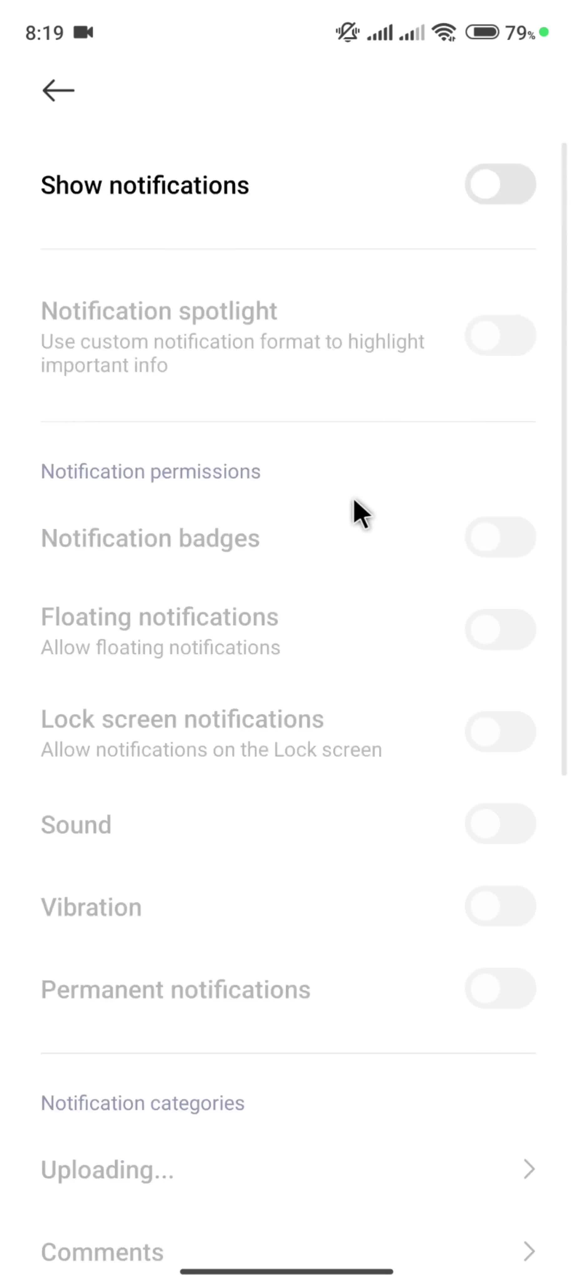 Settings on TikTok video thumbnail