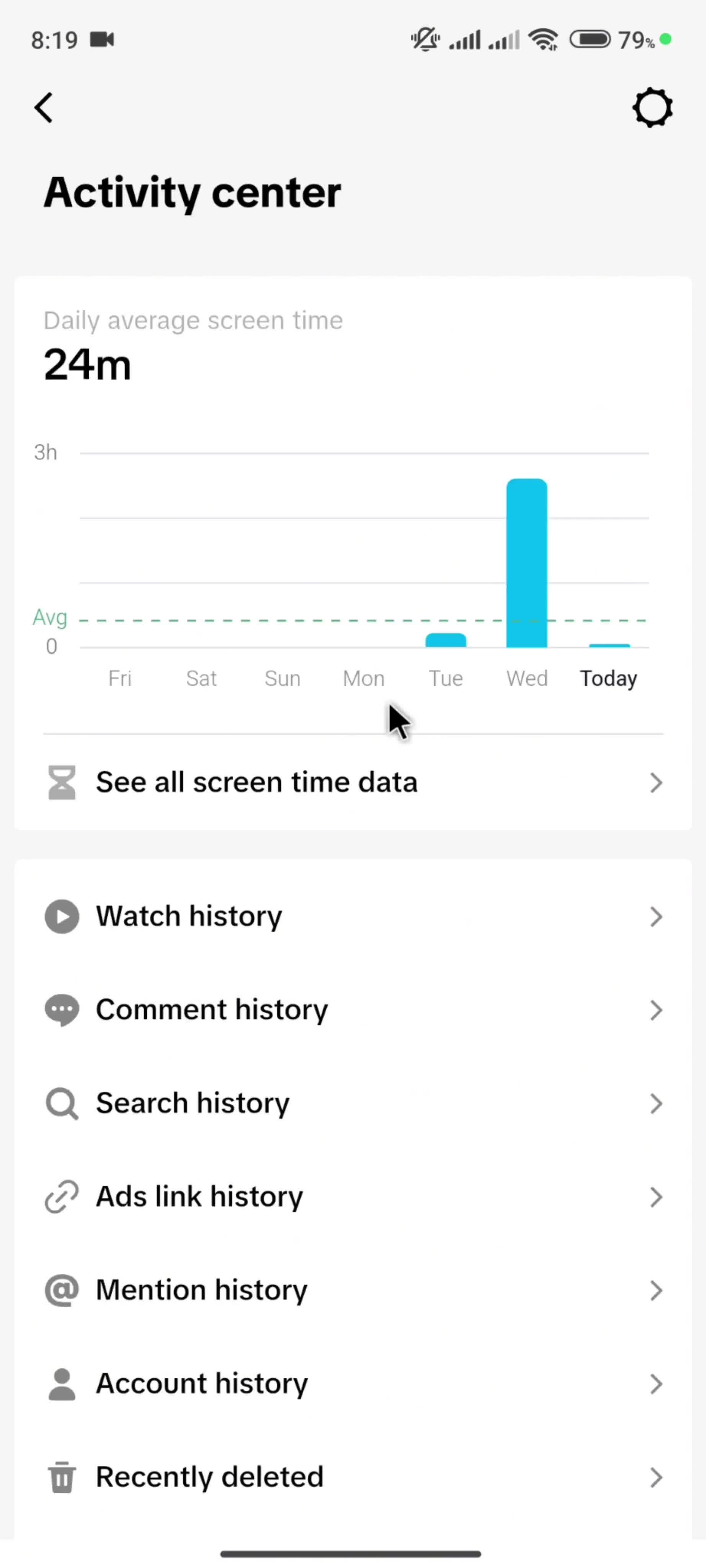 Settings on TikTok video thumbnail