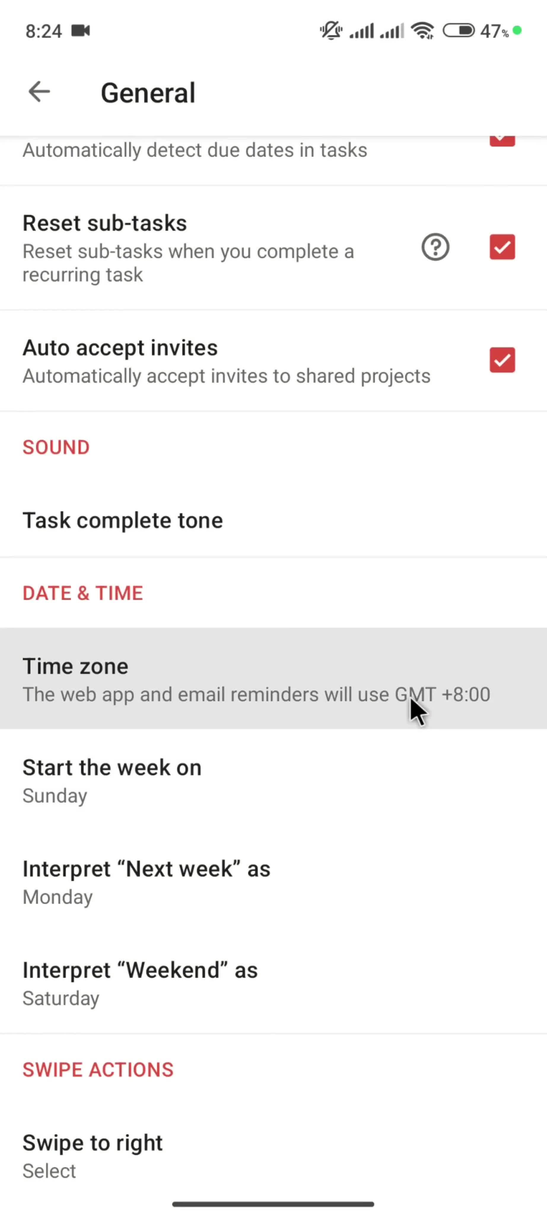 Settings screenshot