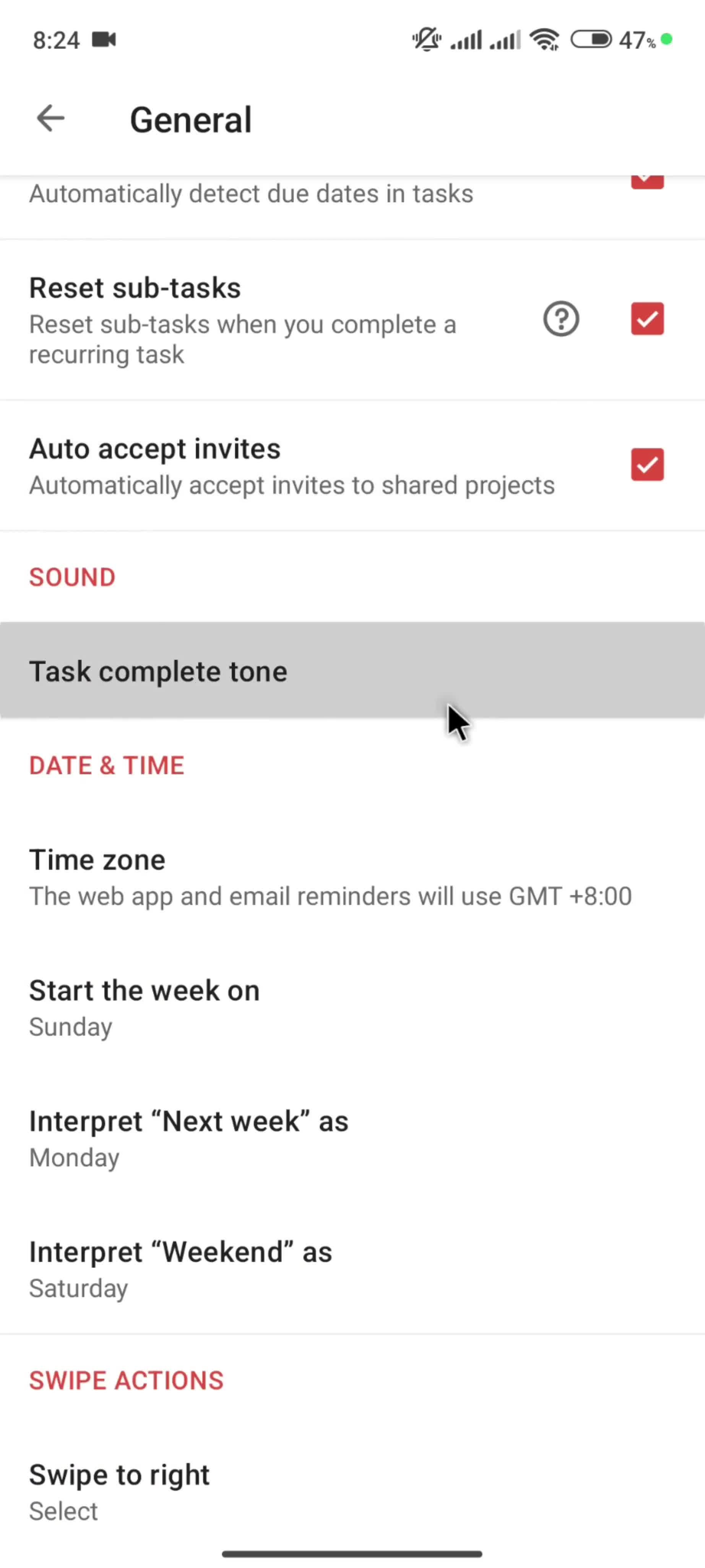 Settings screenshot