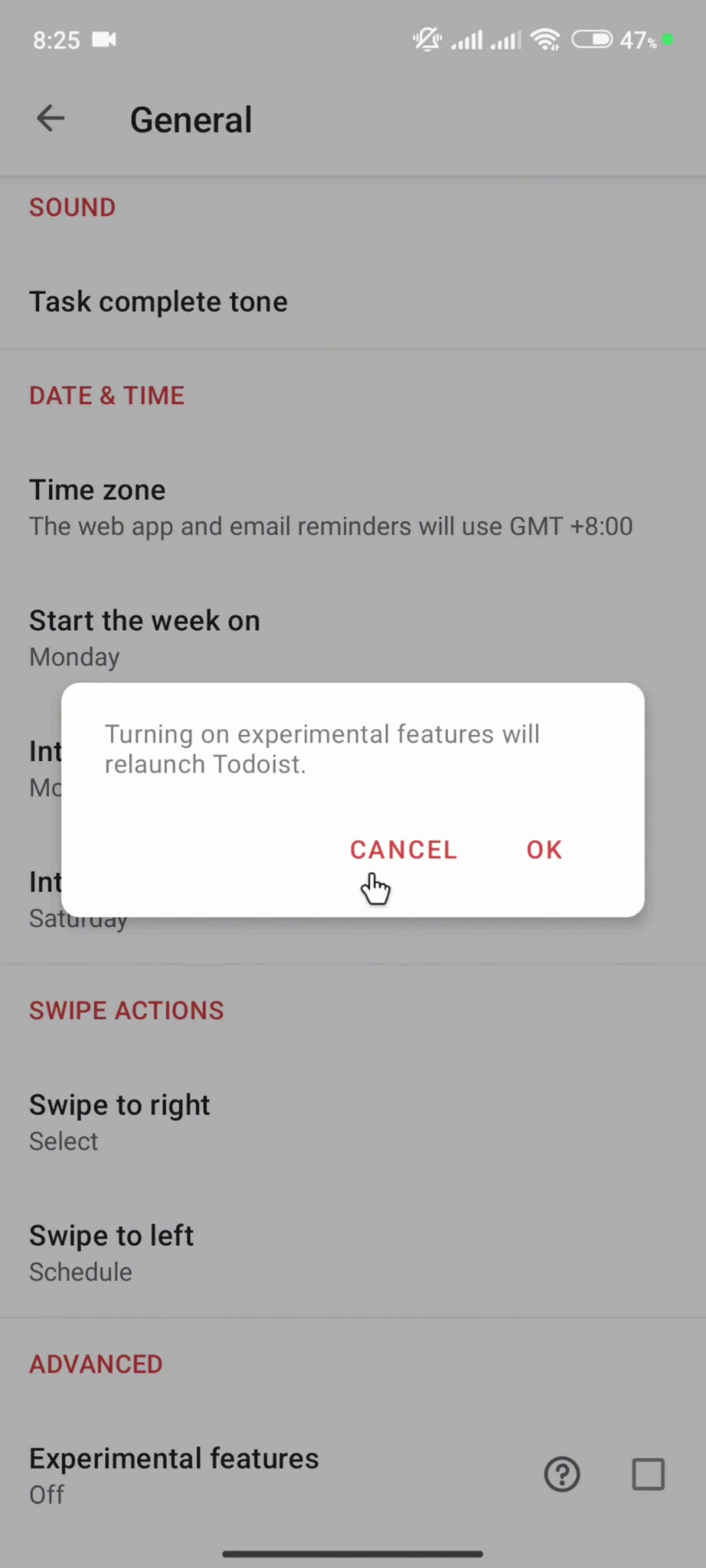 Settings screenshot