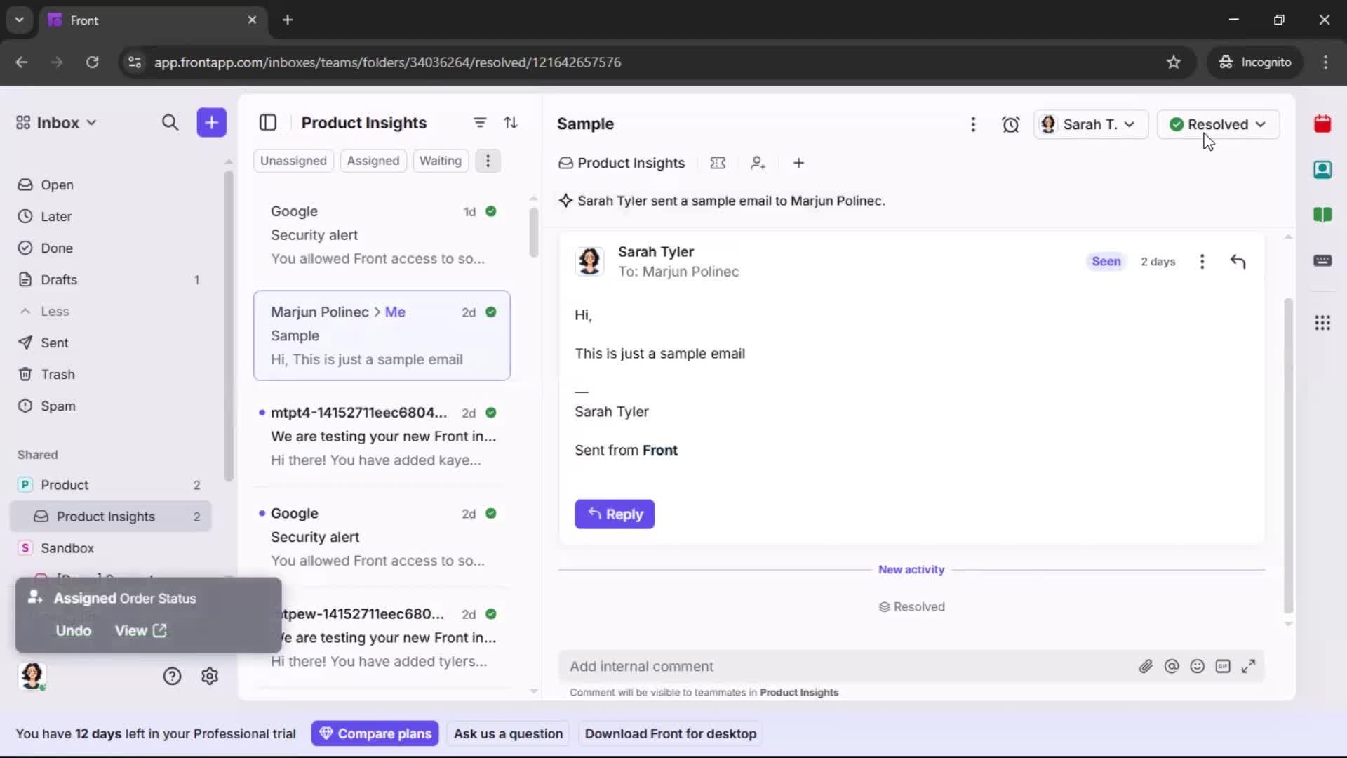Managing support screenshot