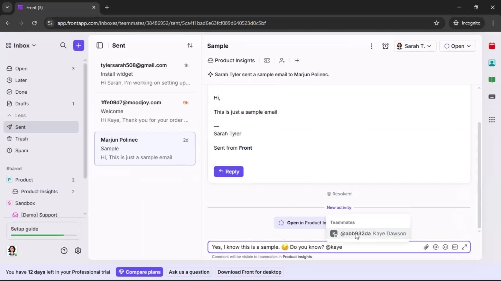 Managing support screenshot