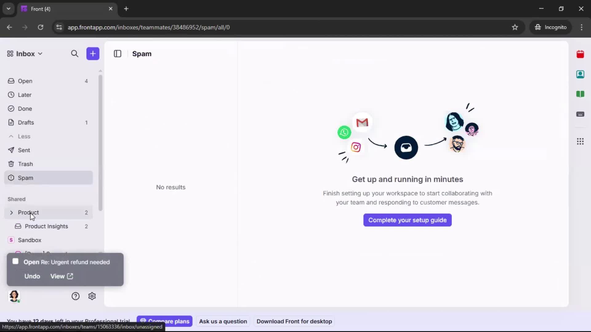 Managing support screenshot