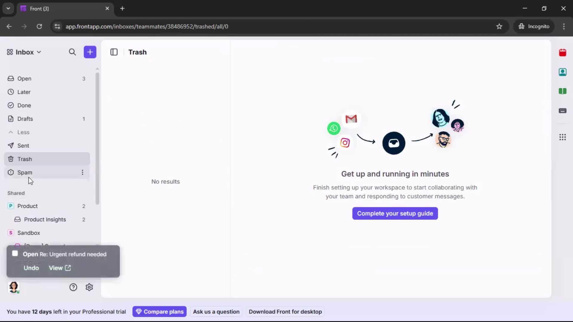 Managing support screenshot