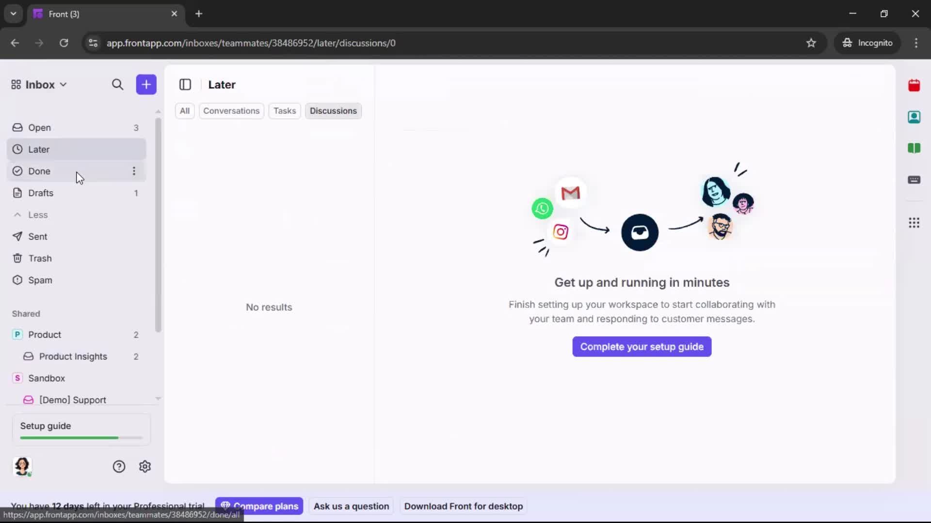 Managing support screenshot