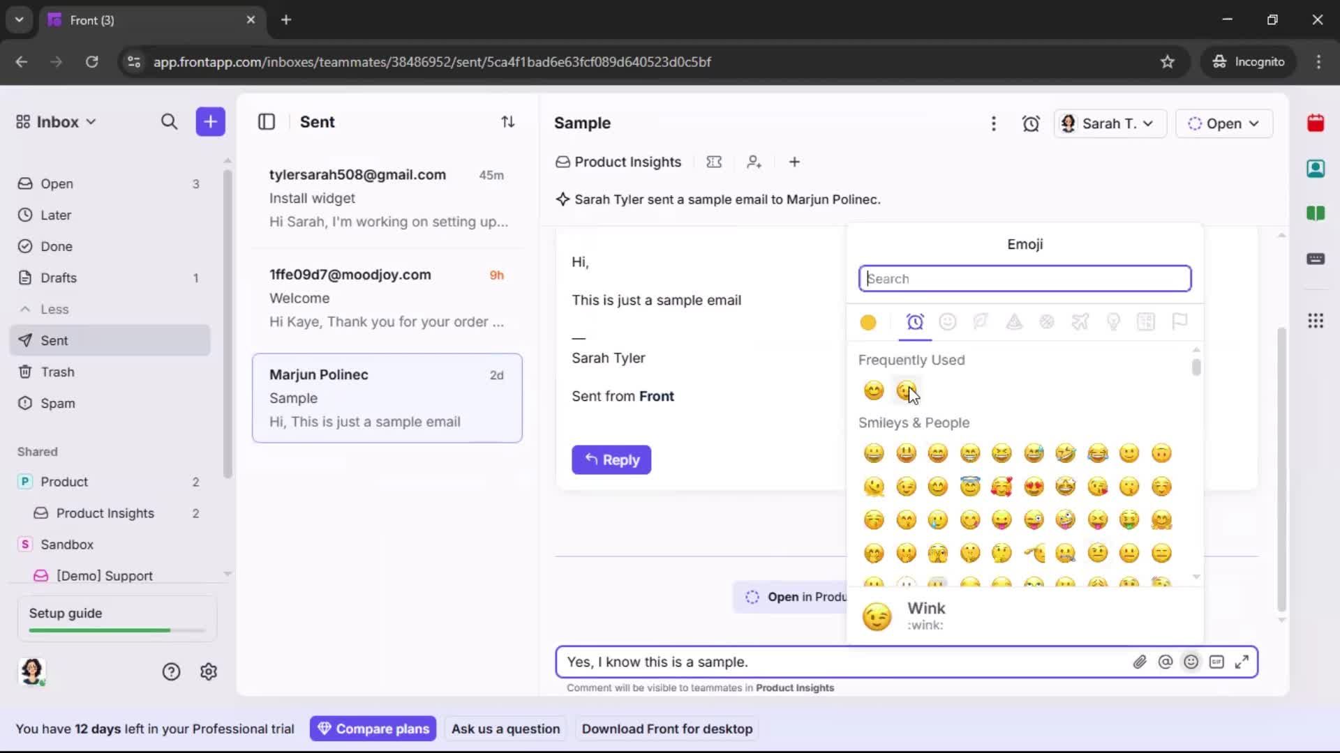 Managing support screenshot
