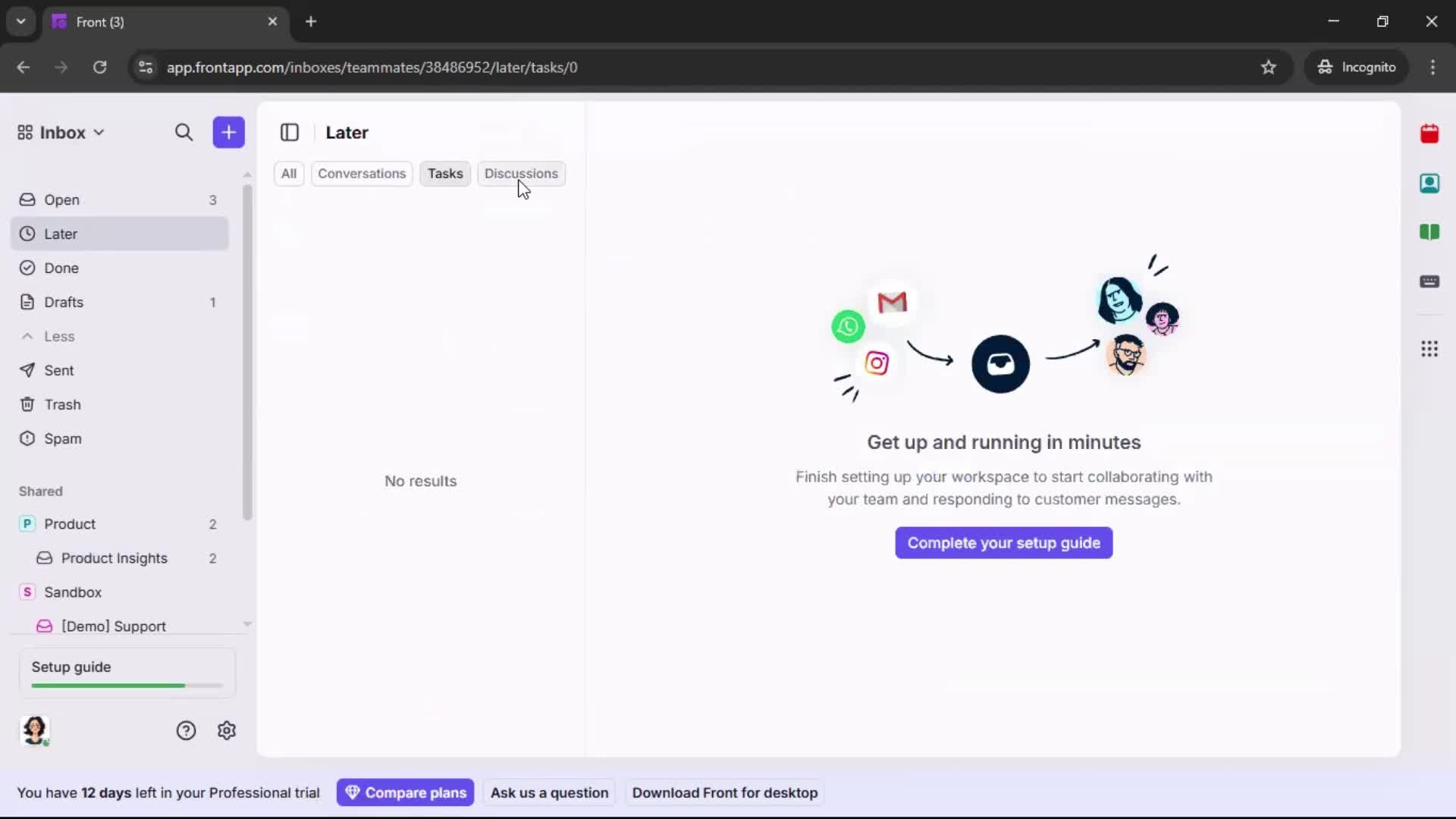 Managing support screenshot