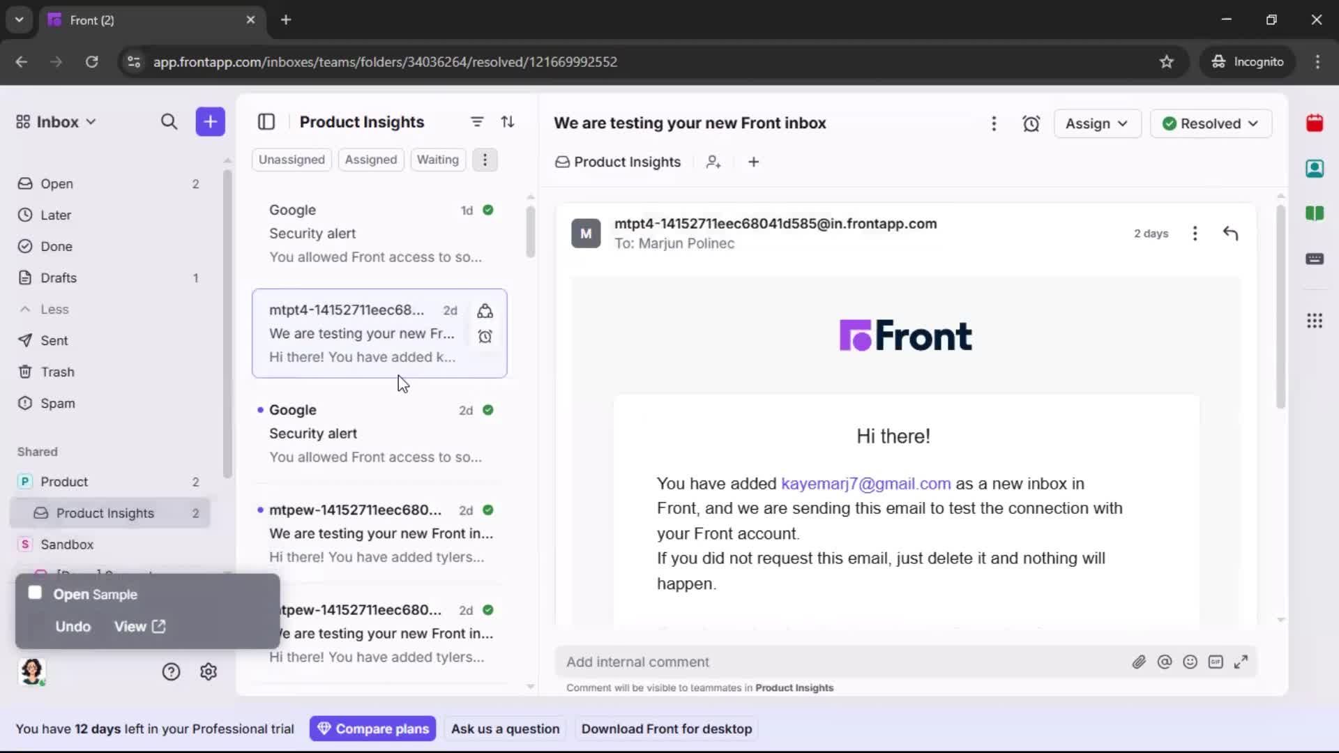 Managing support screenshot